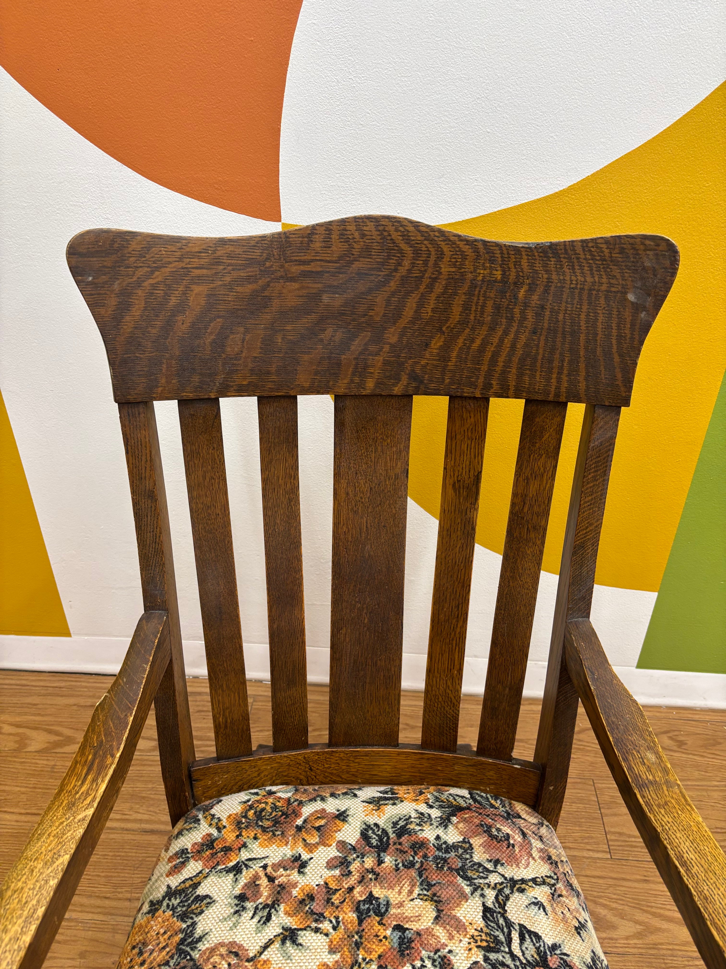 Wood Floral Rocking Chair