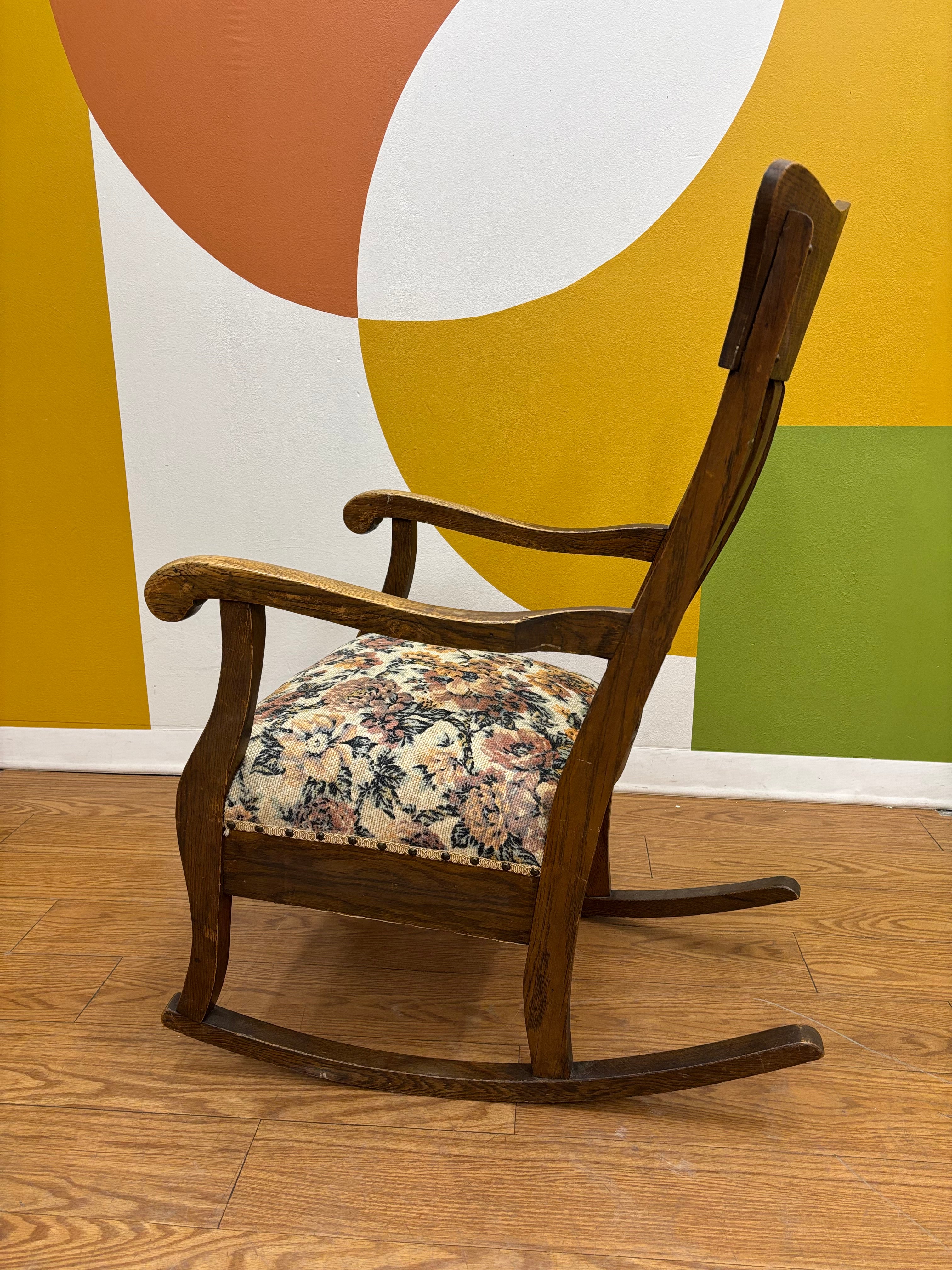 Wood Floral Rocking Chair