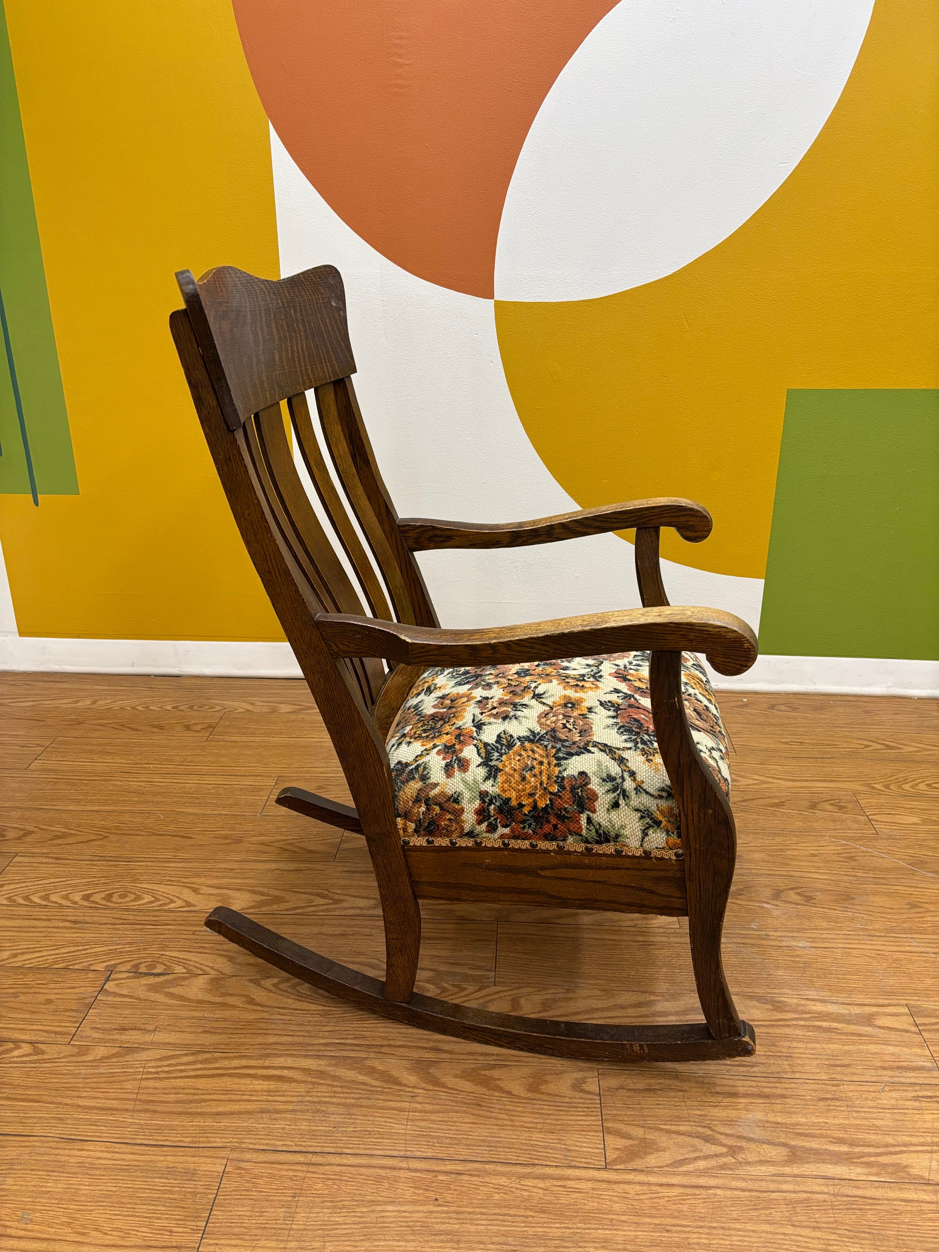 Wood Floral Rocking Chair