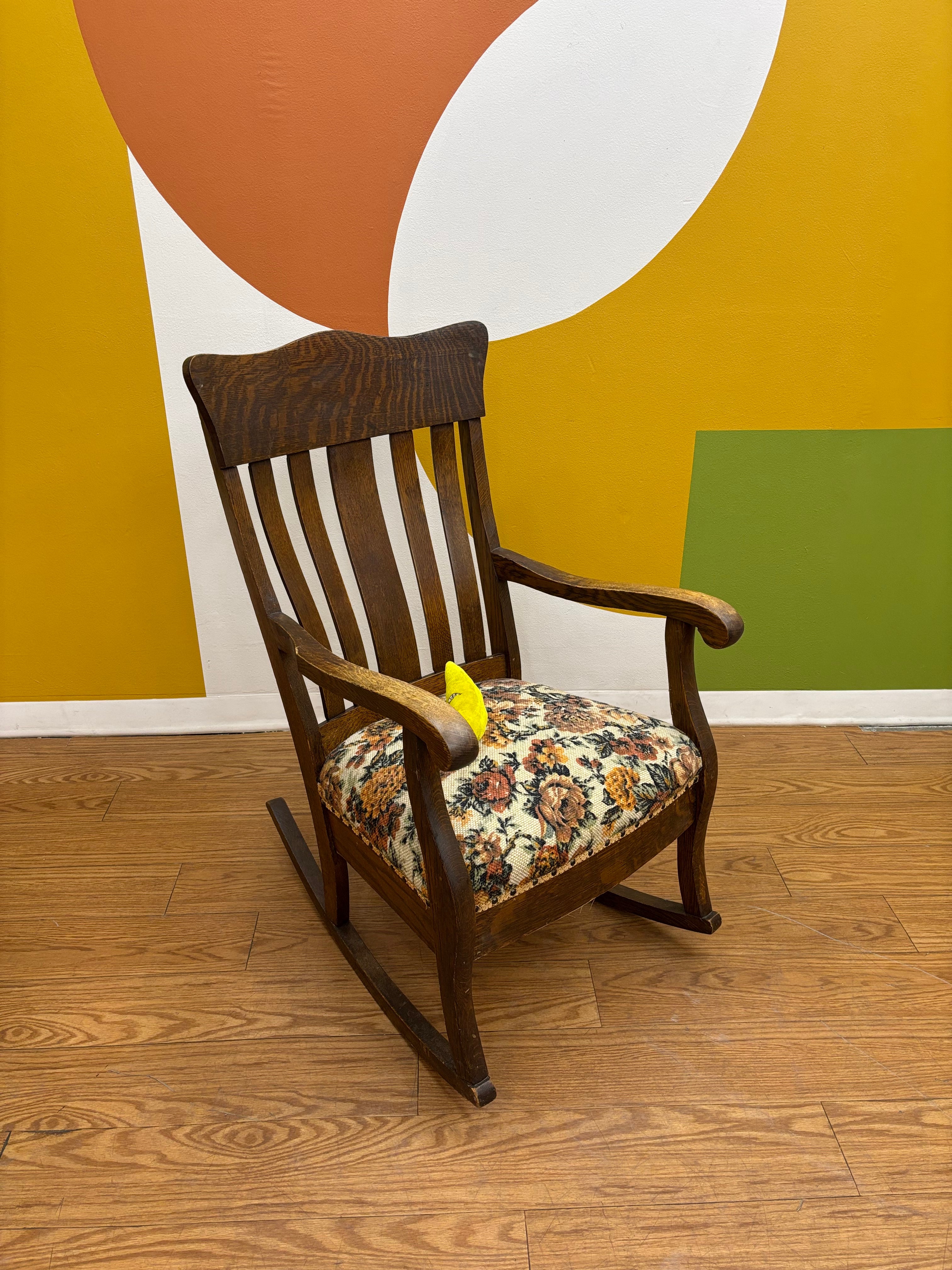 Wood Floral Rocking Chair