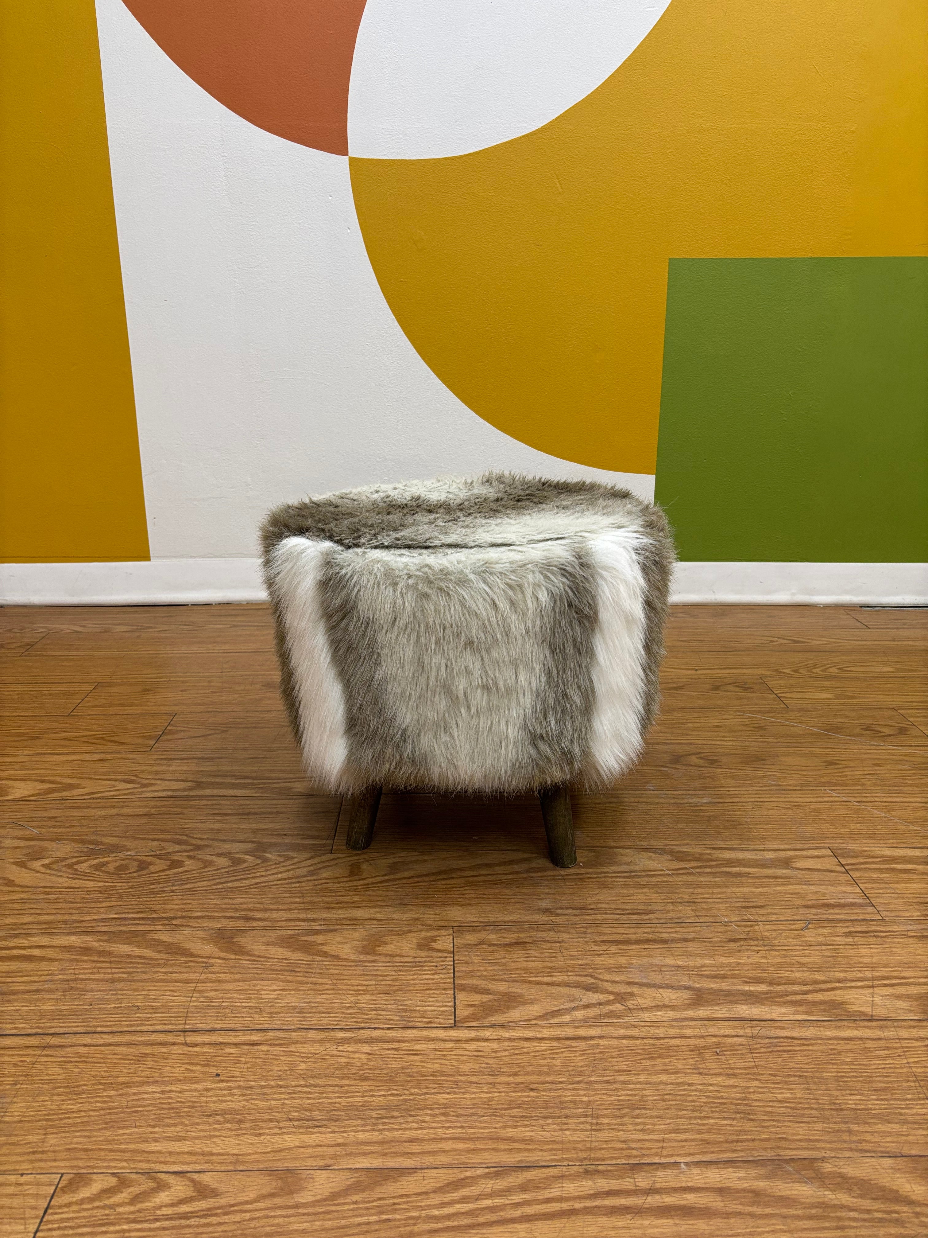 Faux Fur Ottoman