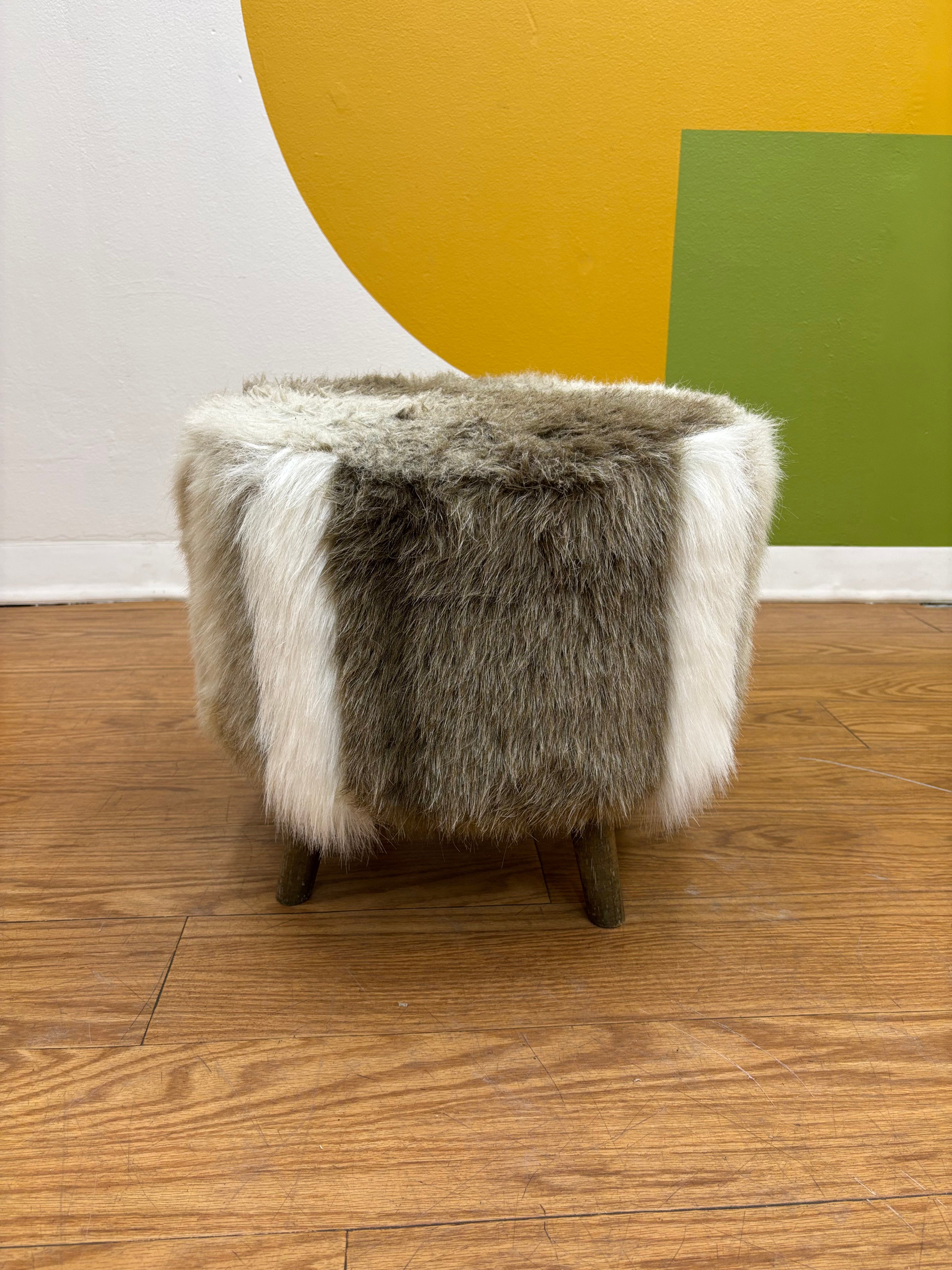 Faux Fur Ottoman