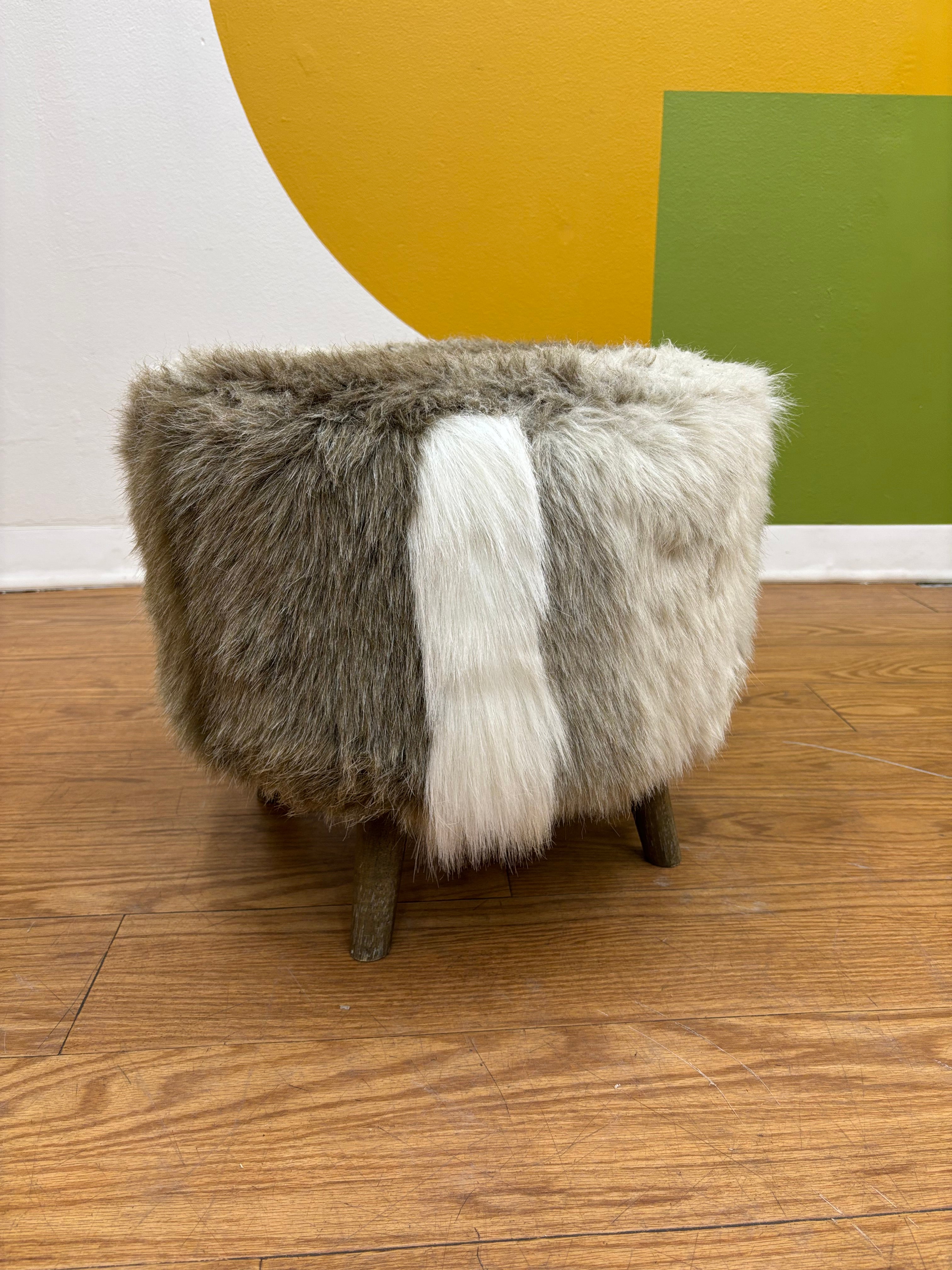 Faux Fur Ottoman