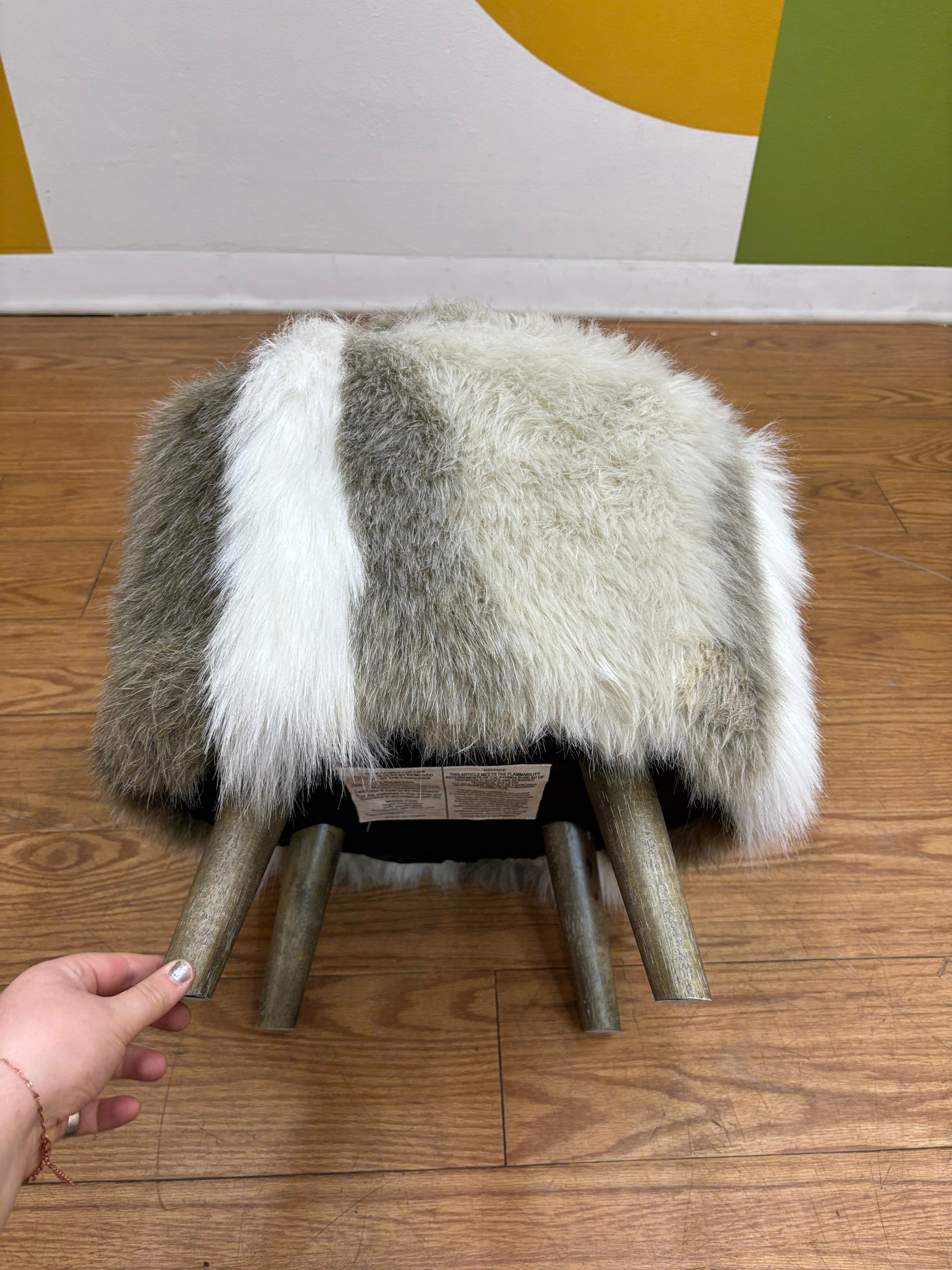 Faux Fur Ottoman