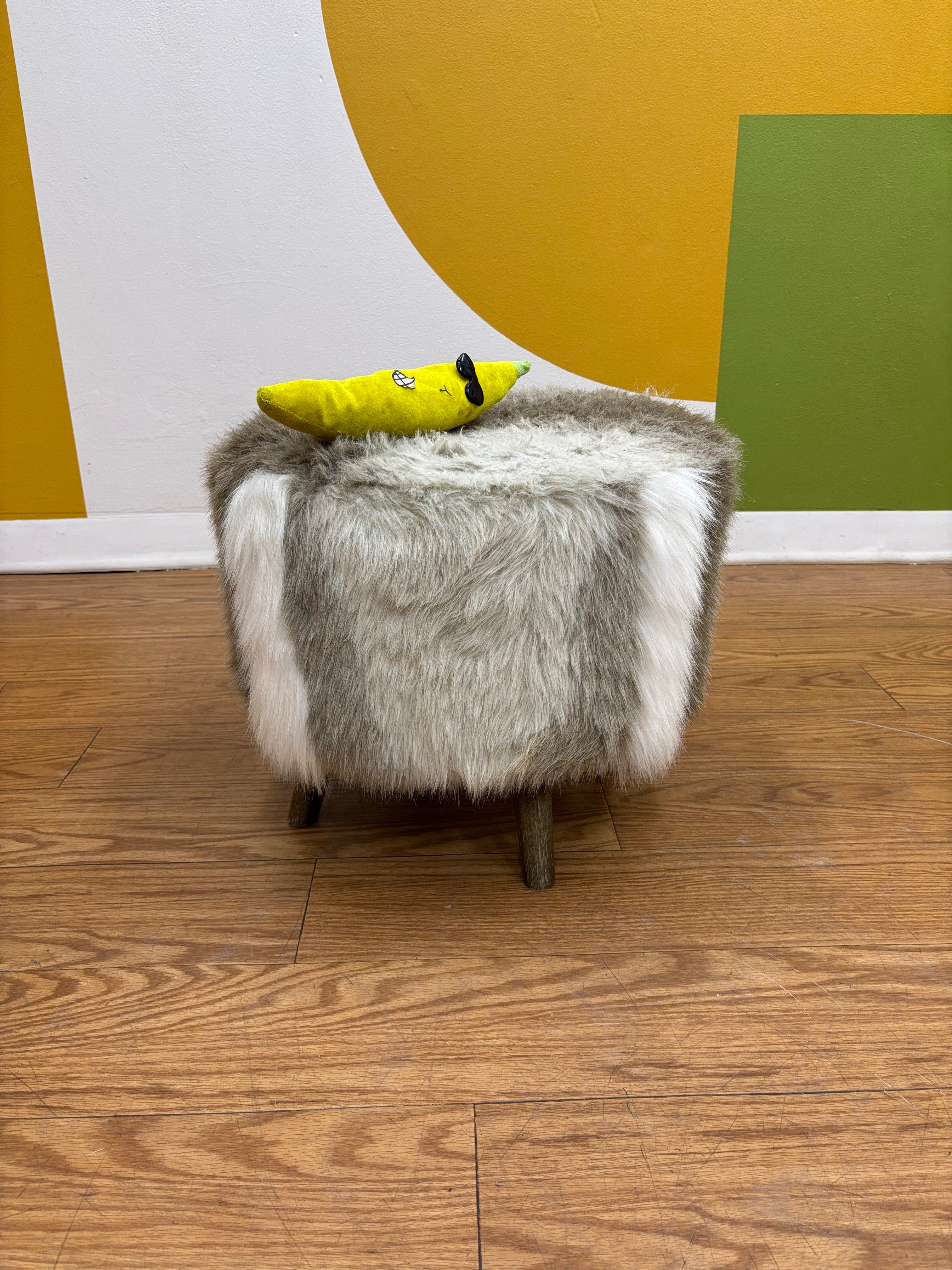 Faux Fur Ottoman