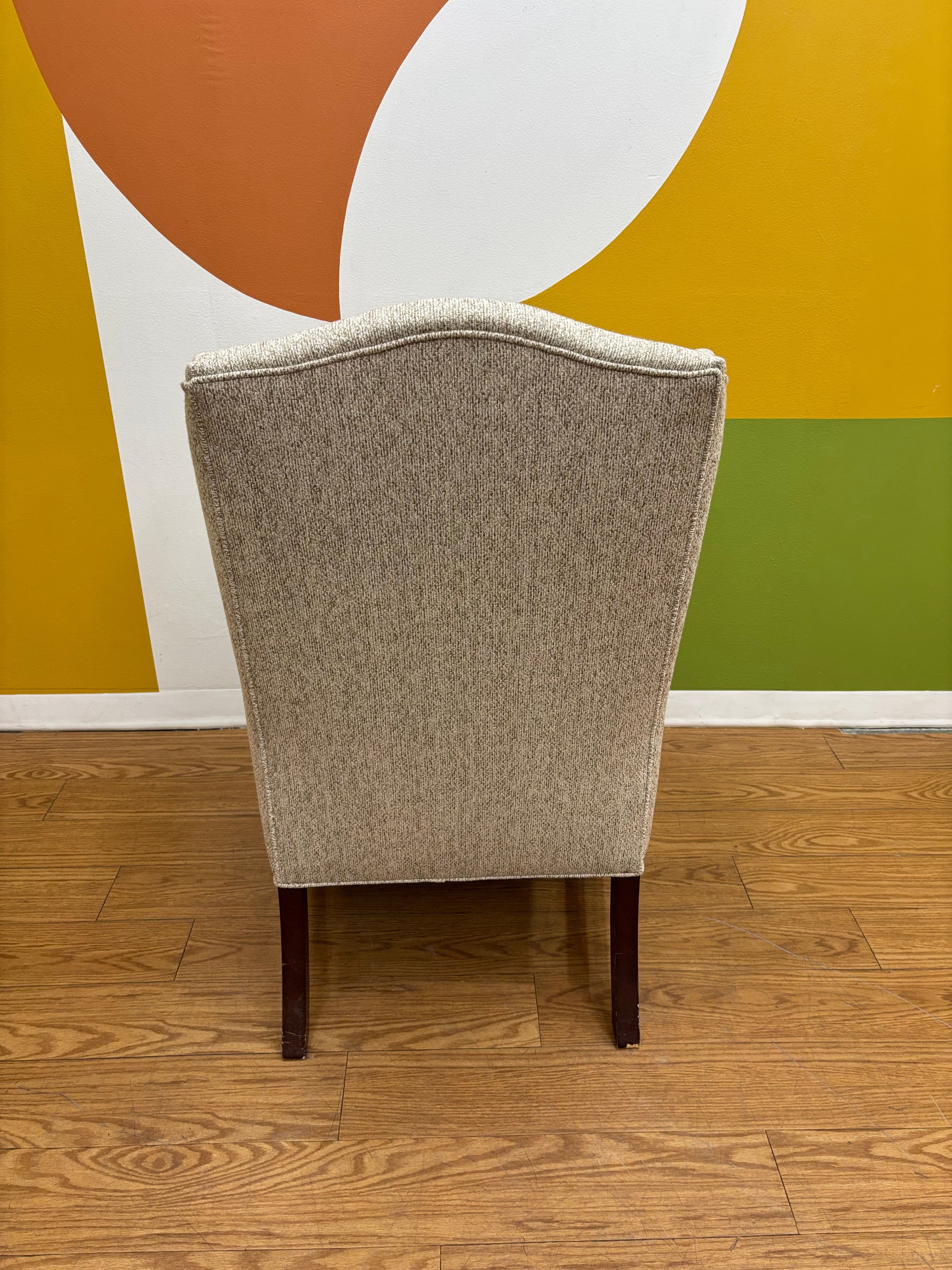 Beige Wingback Armchair with Matching Ottoman
