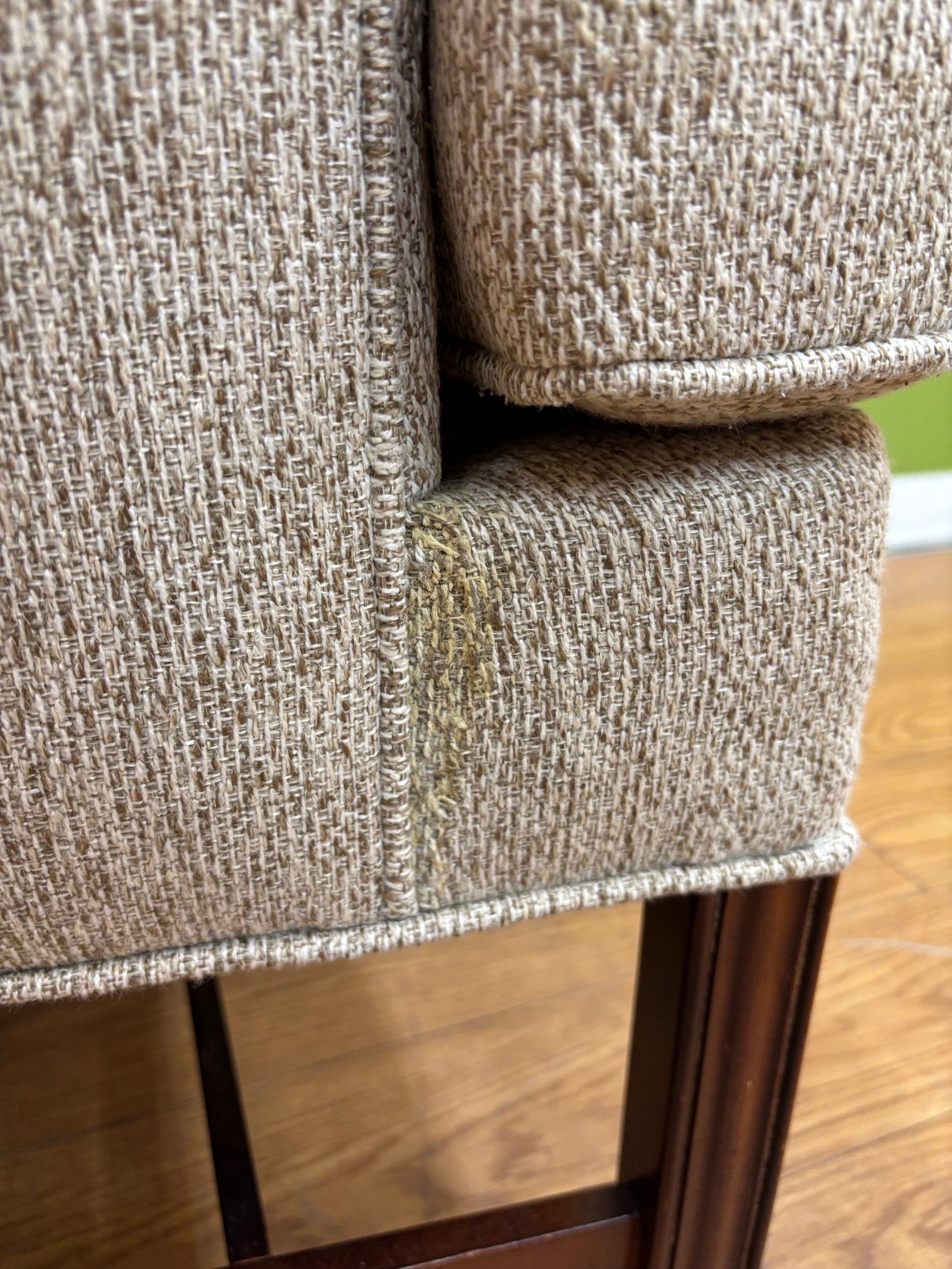 Beige Wingback Armchair with Matching Ottoman