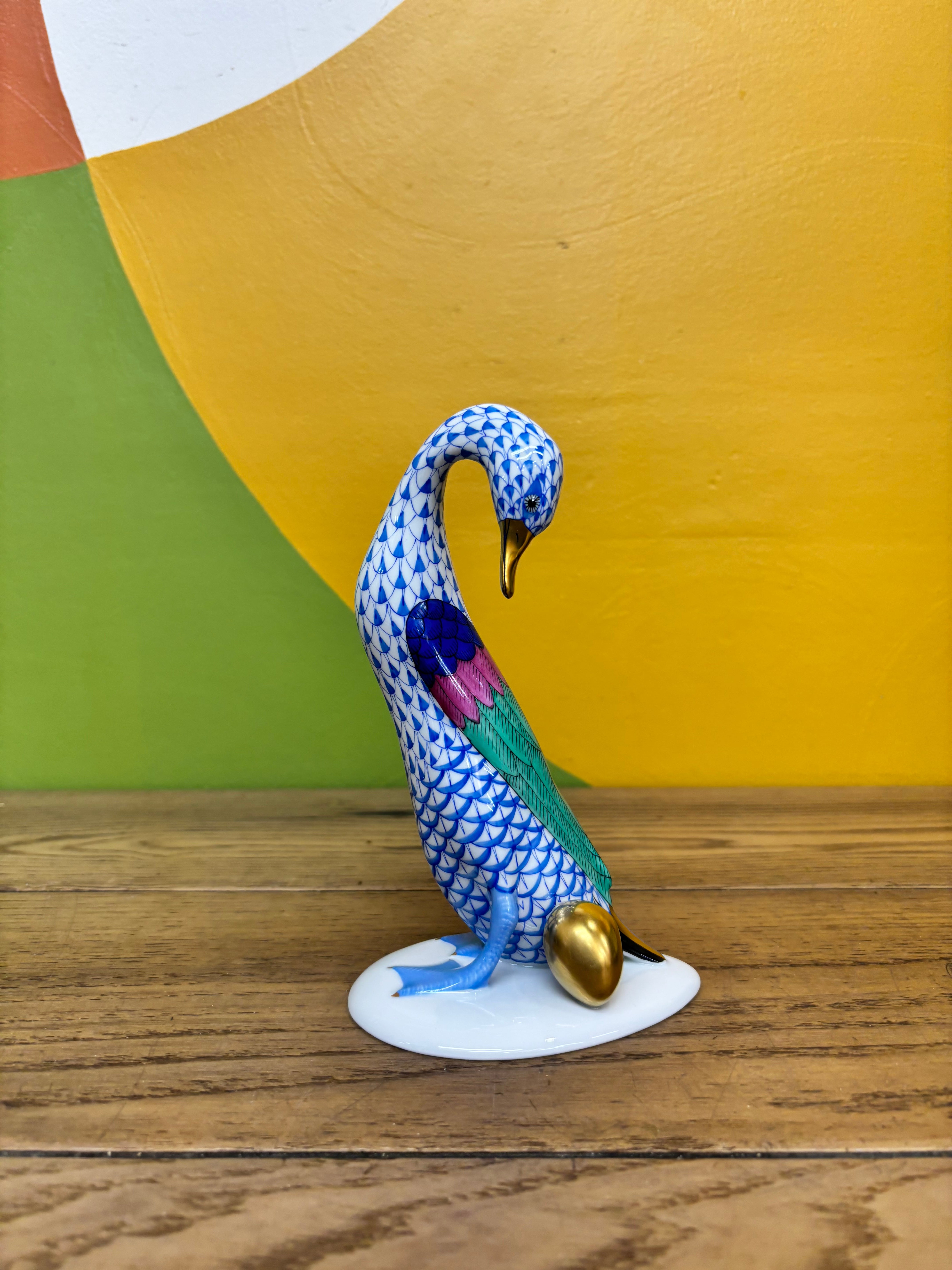 Herend Goose with Golden Egg Figurine