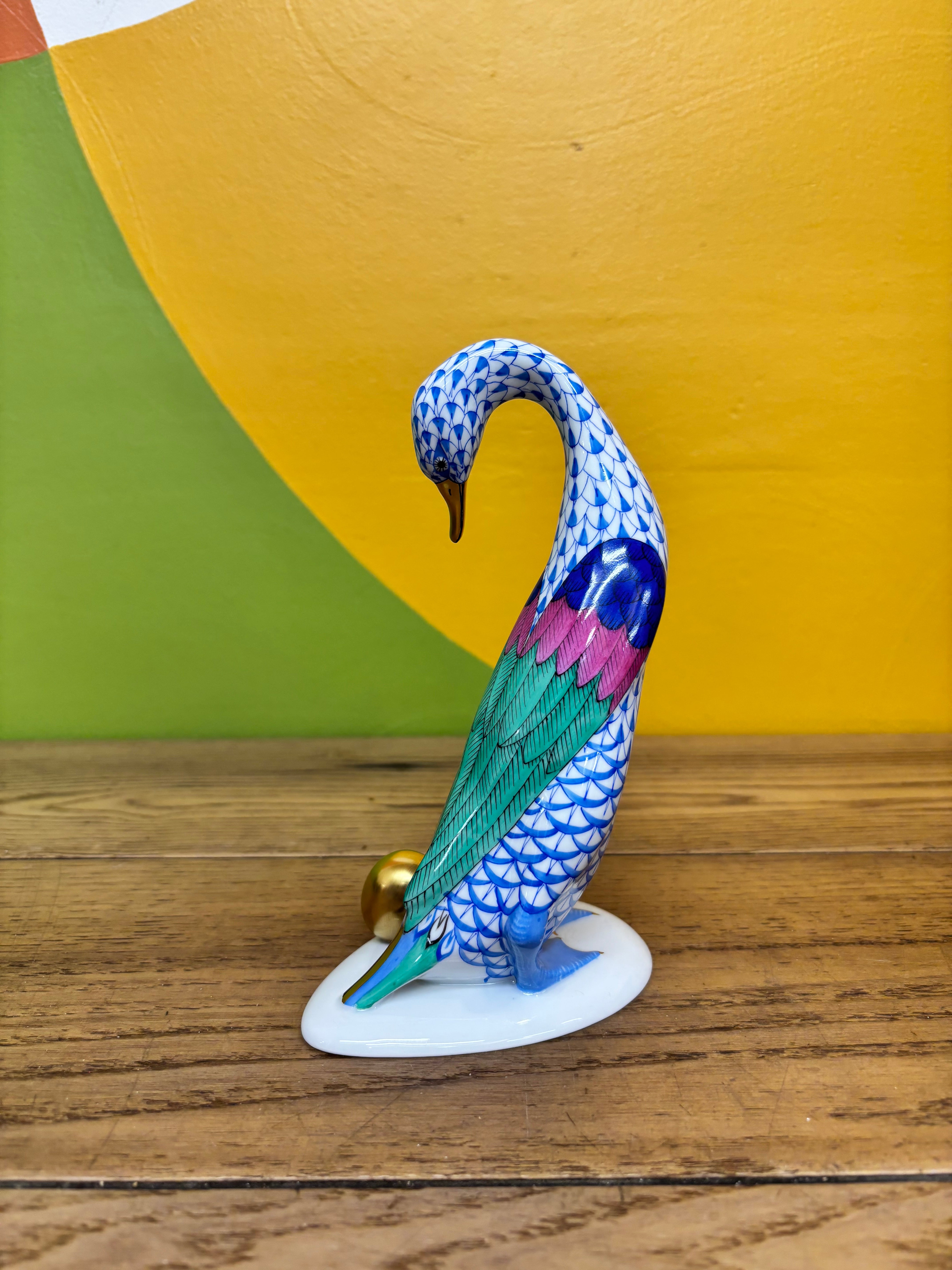 Herend Goose with Golden Egg Figurine