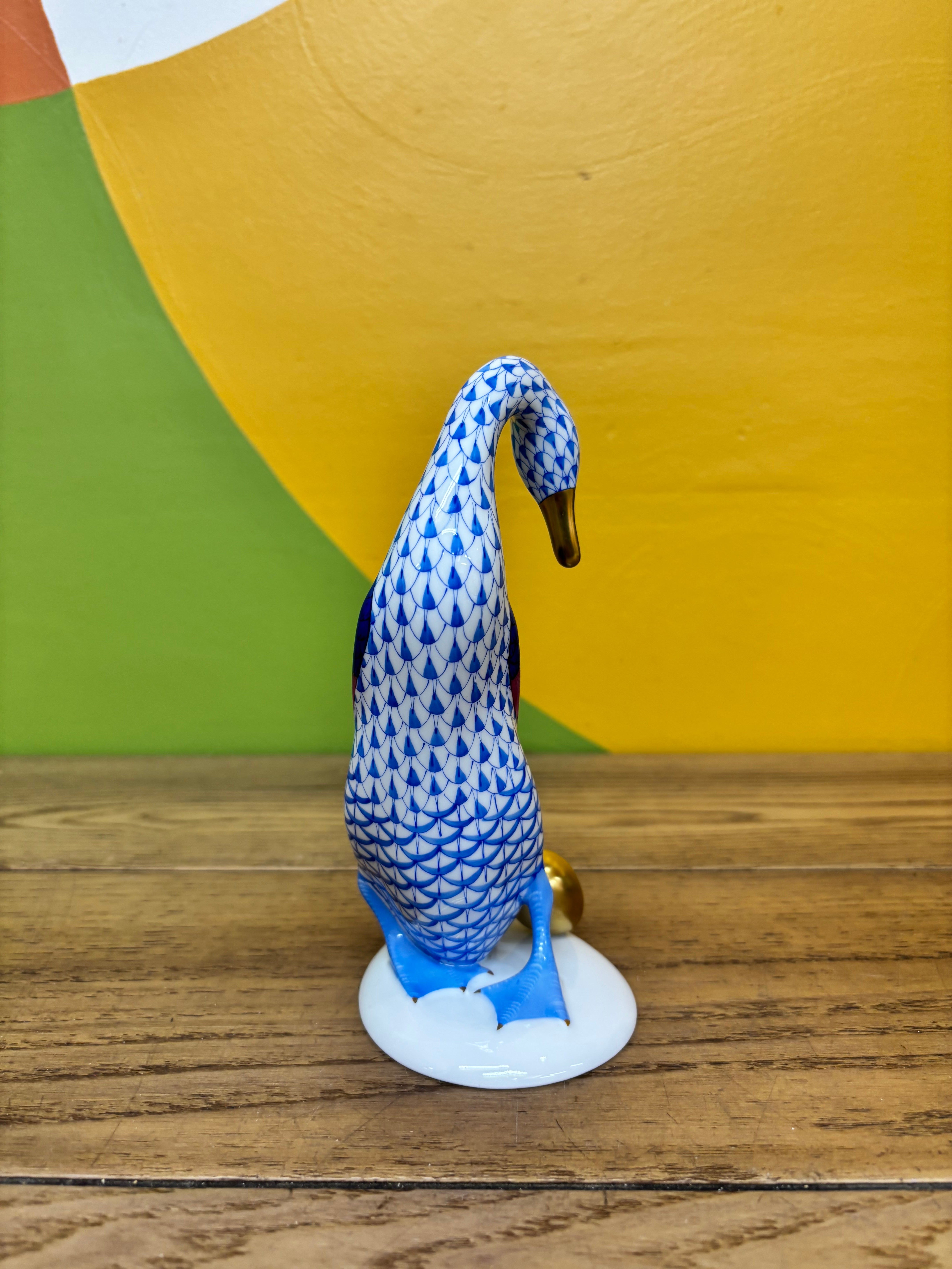 Herend Goose with Golden Egg Figurine