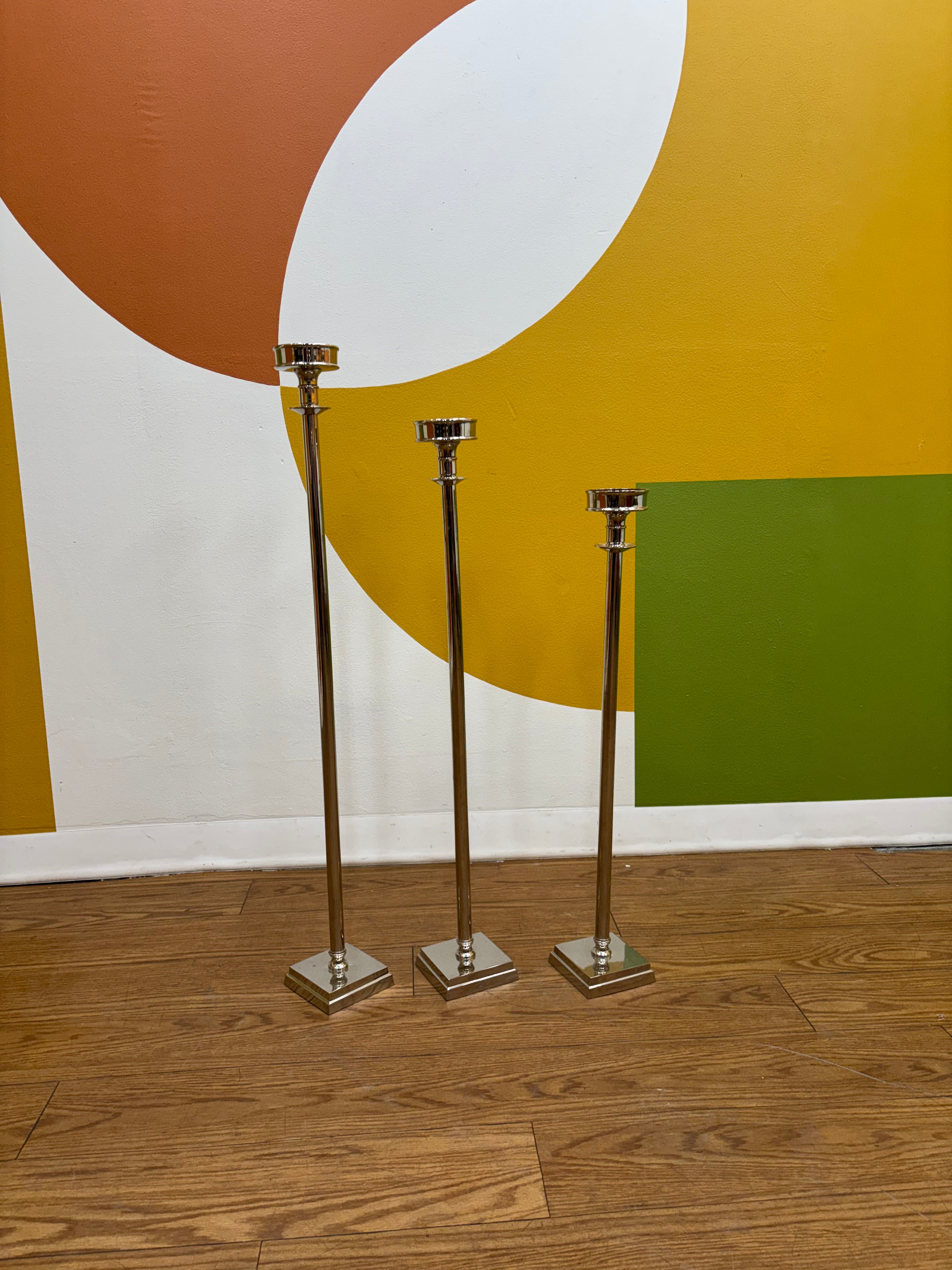 (3) Metal Floor Candle Holders