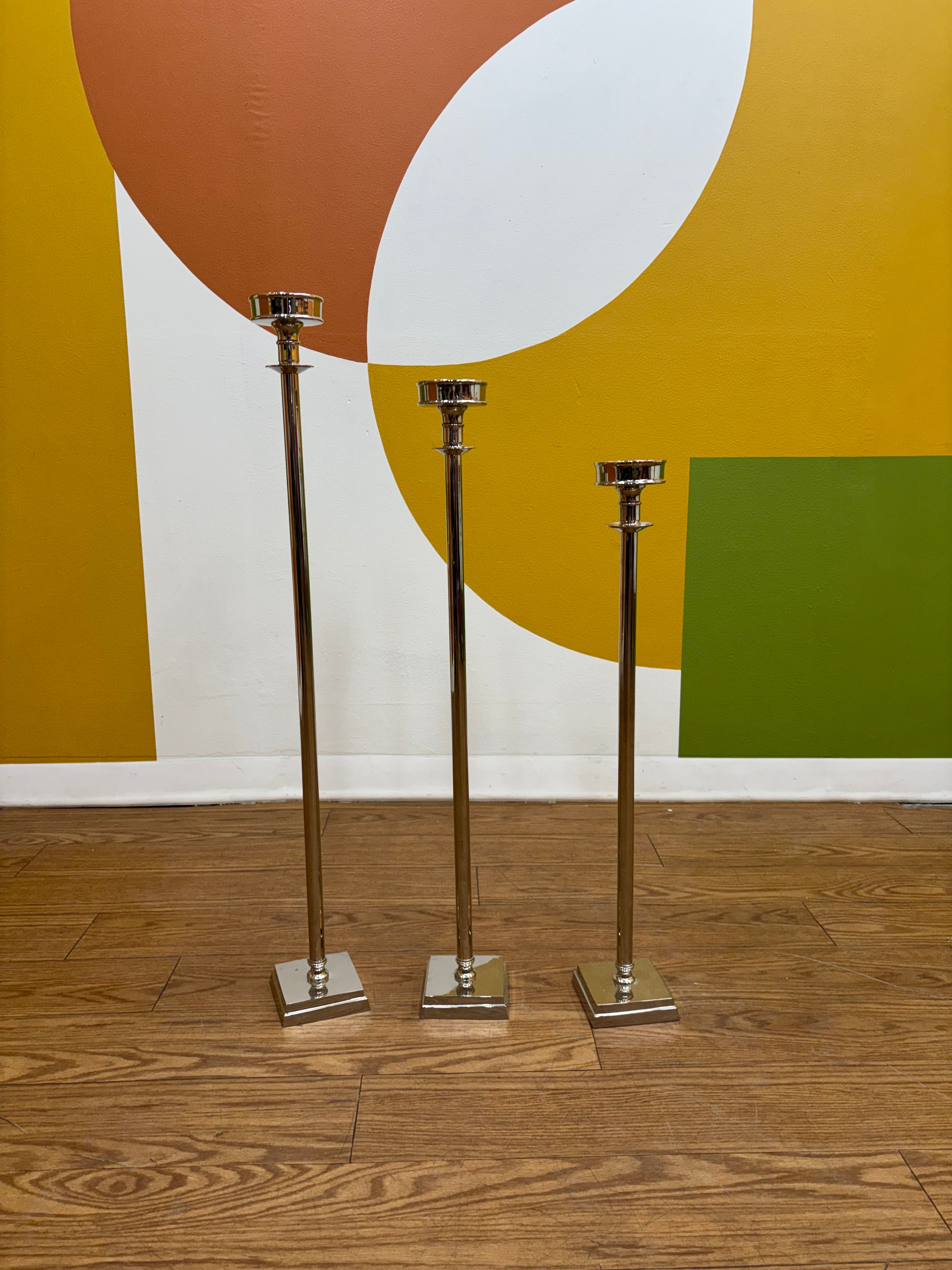(3) Metal Floor Candle Holders