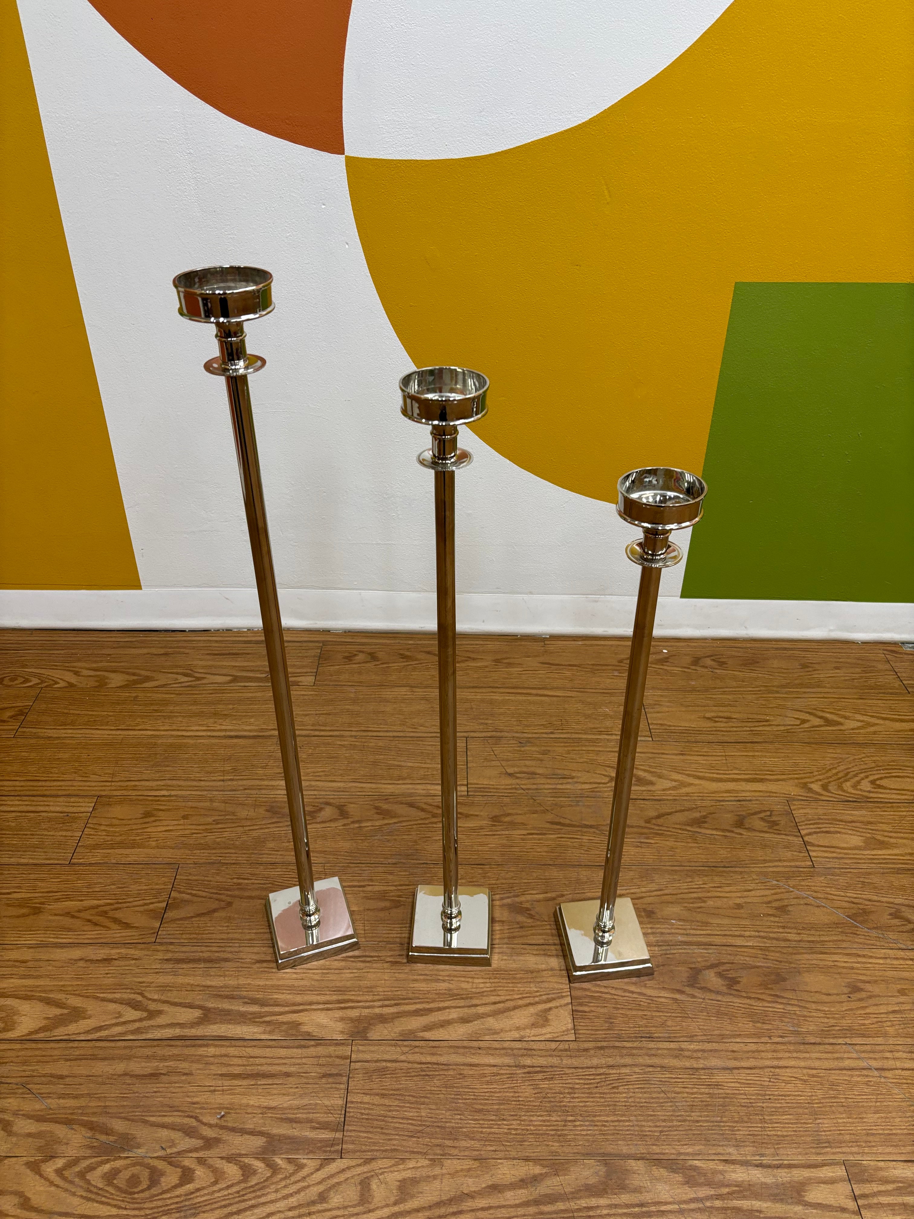 (3) Metal Floor Candle Holders