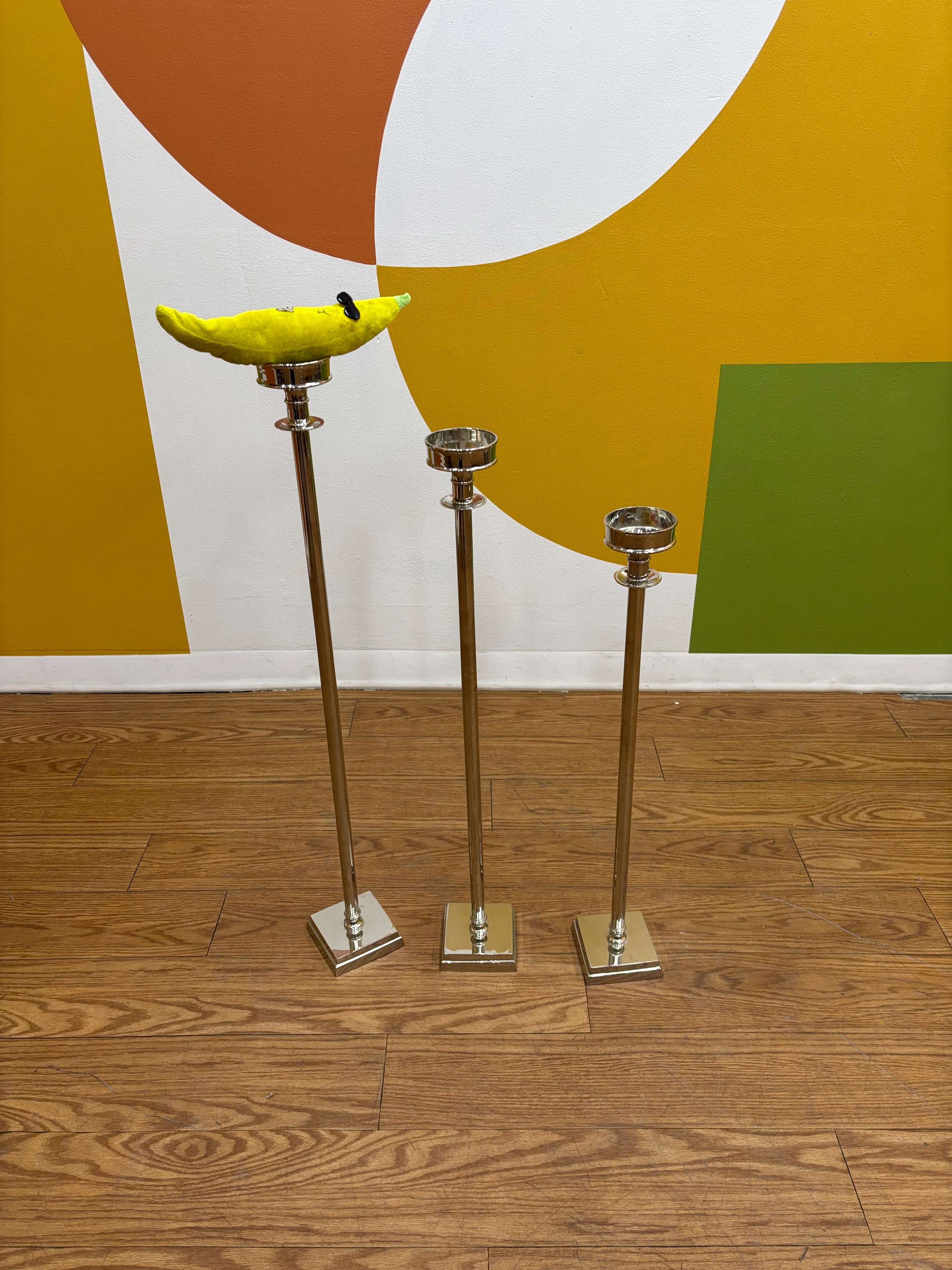 (3) Metal Floor Candle Holders