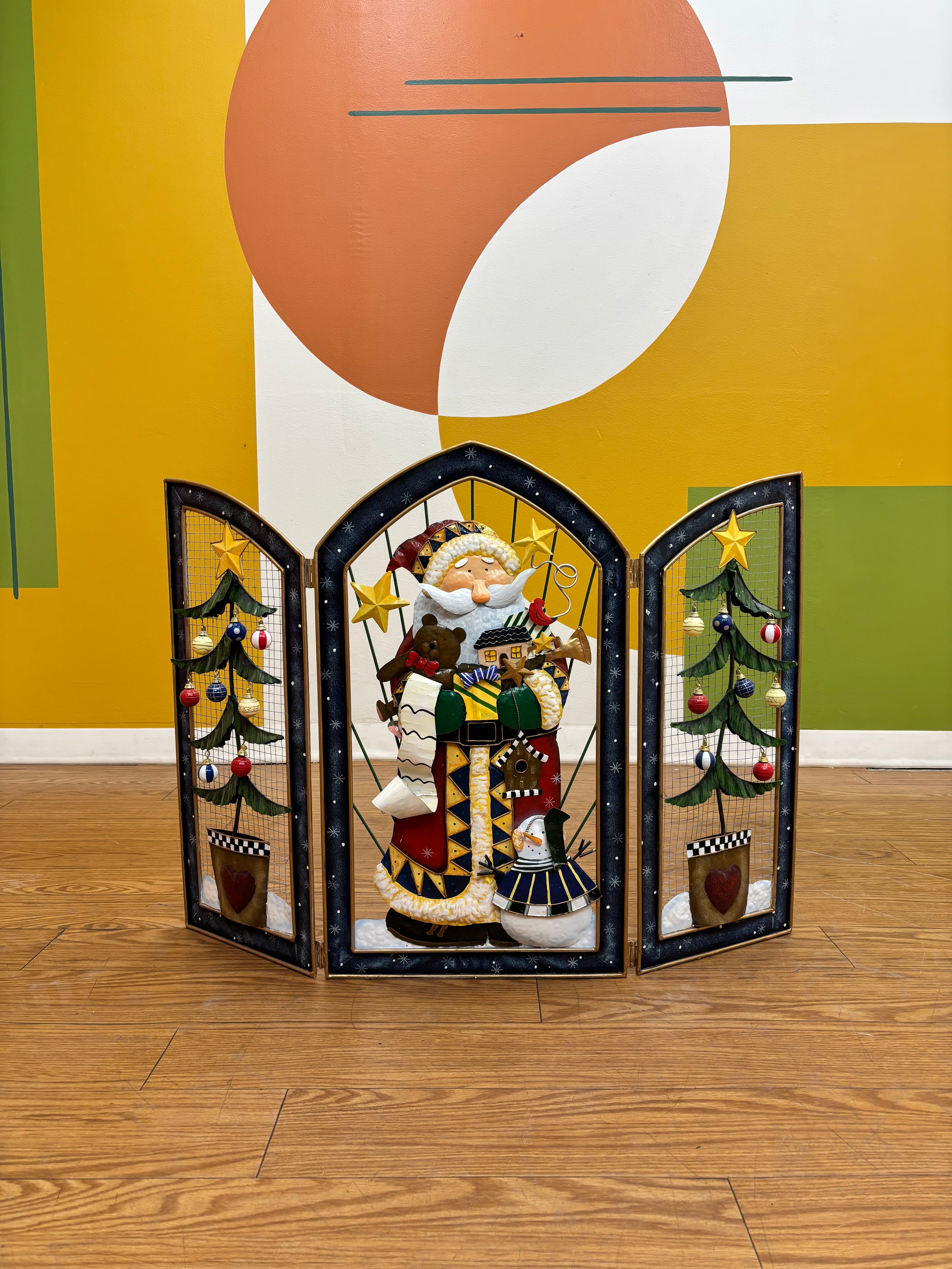 Folding Metal Christmas Fireplace Screen