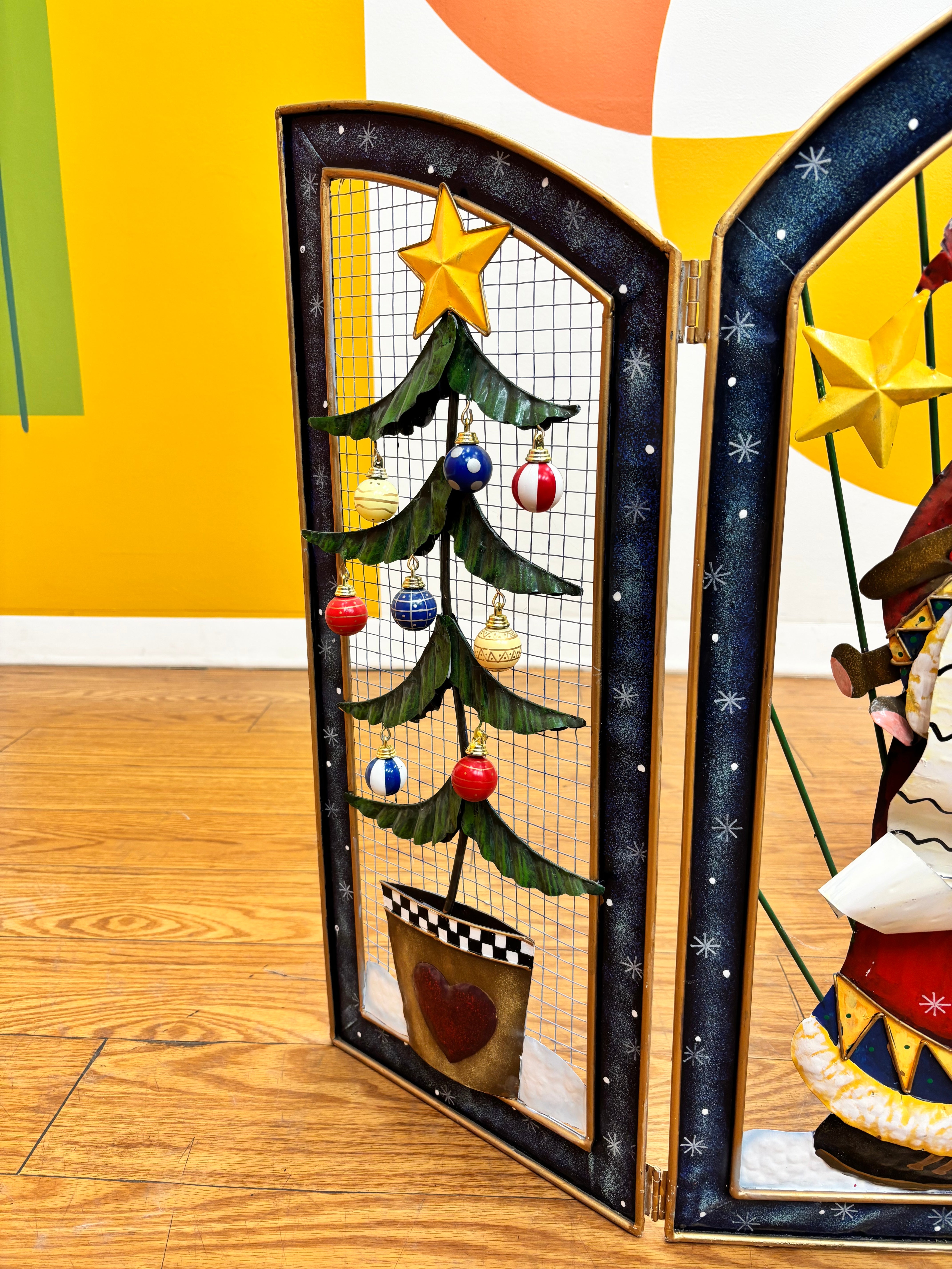 Folding Metal Christmas Fireplace Screen