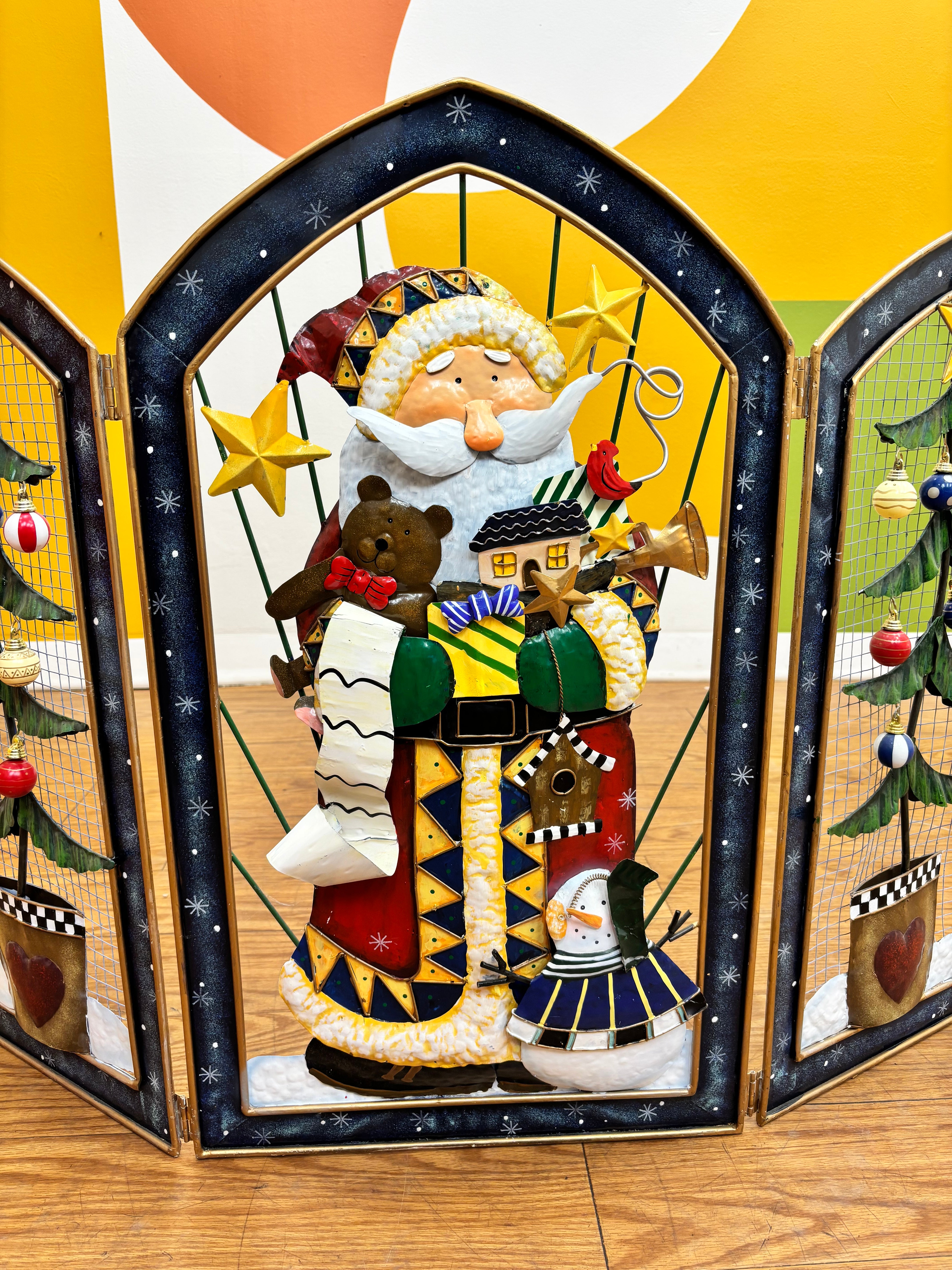 Folding Metal Christmas Fireplace Screen