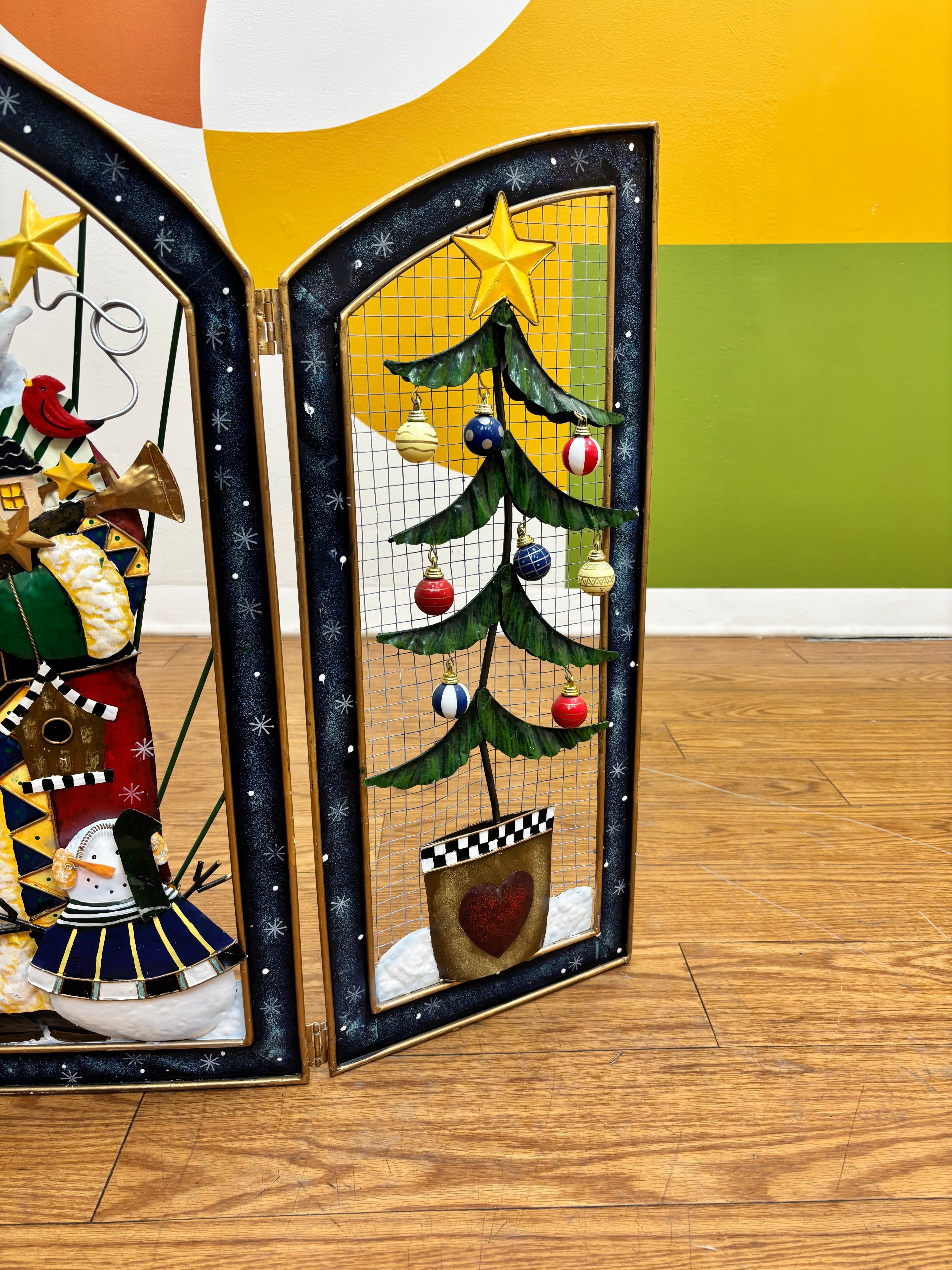 Folding Metal Christmas Fireplace Screen