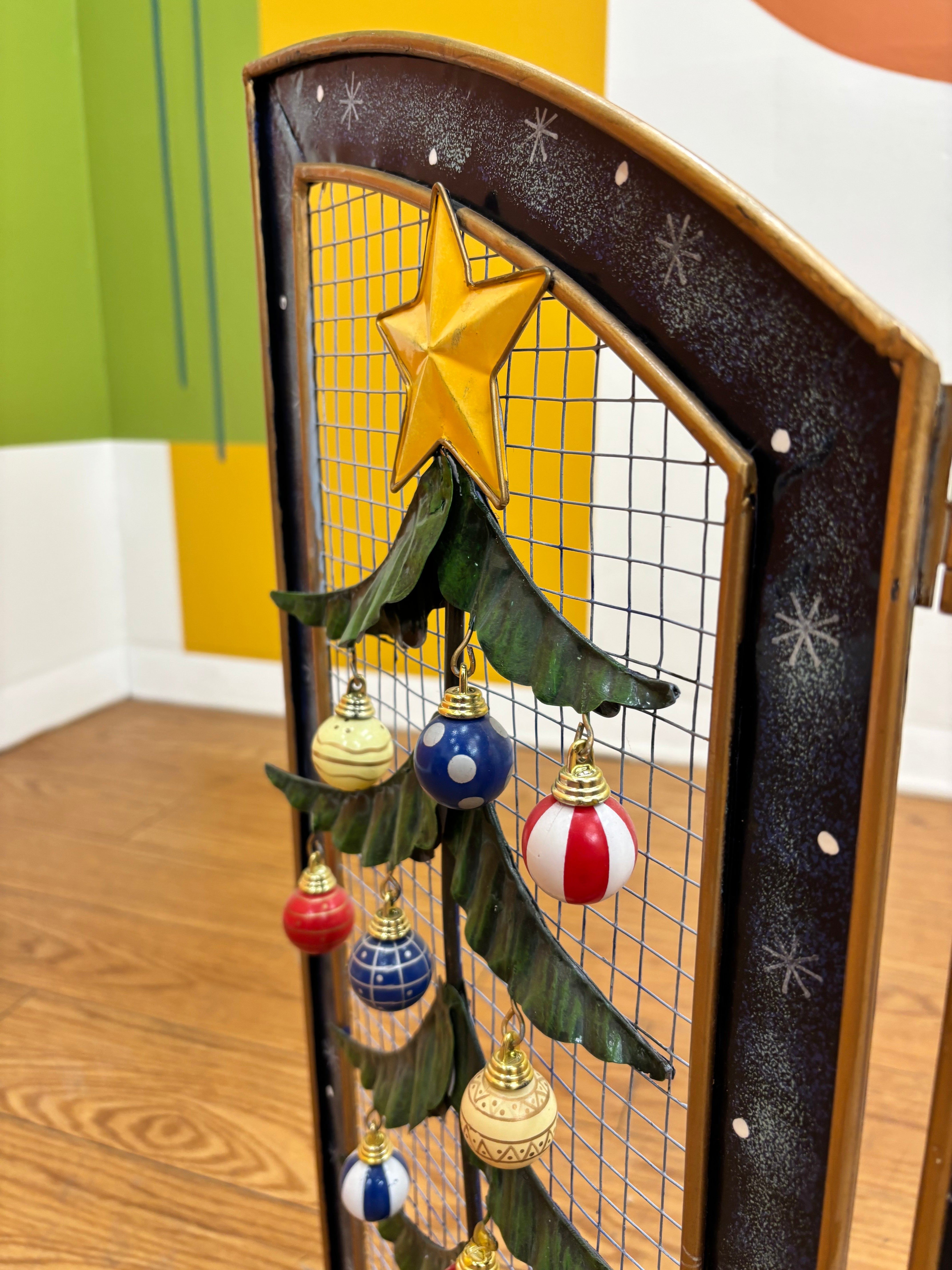 Folding Metal Christmas Fireplace Screen