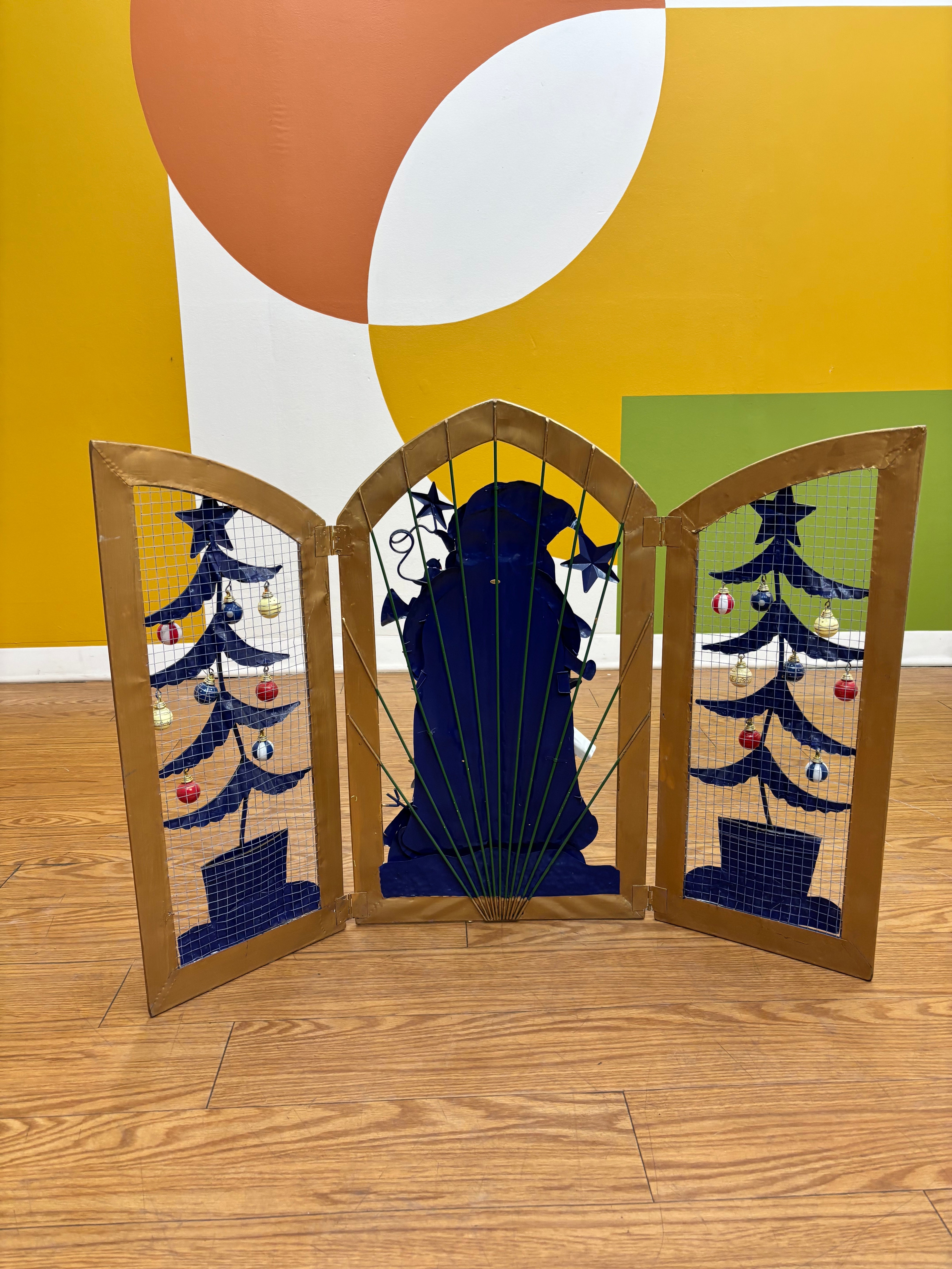Folding Metal Christmas Fireplace Screen