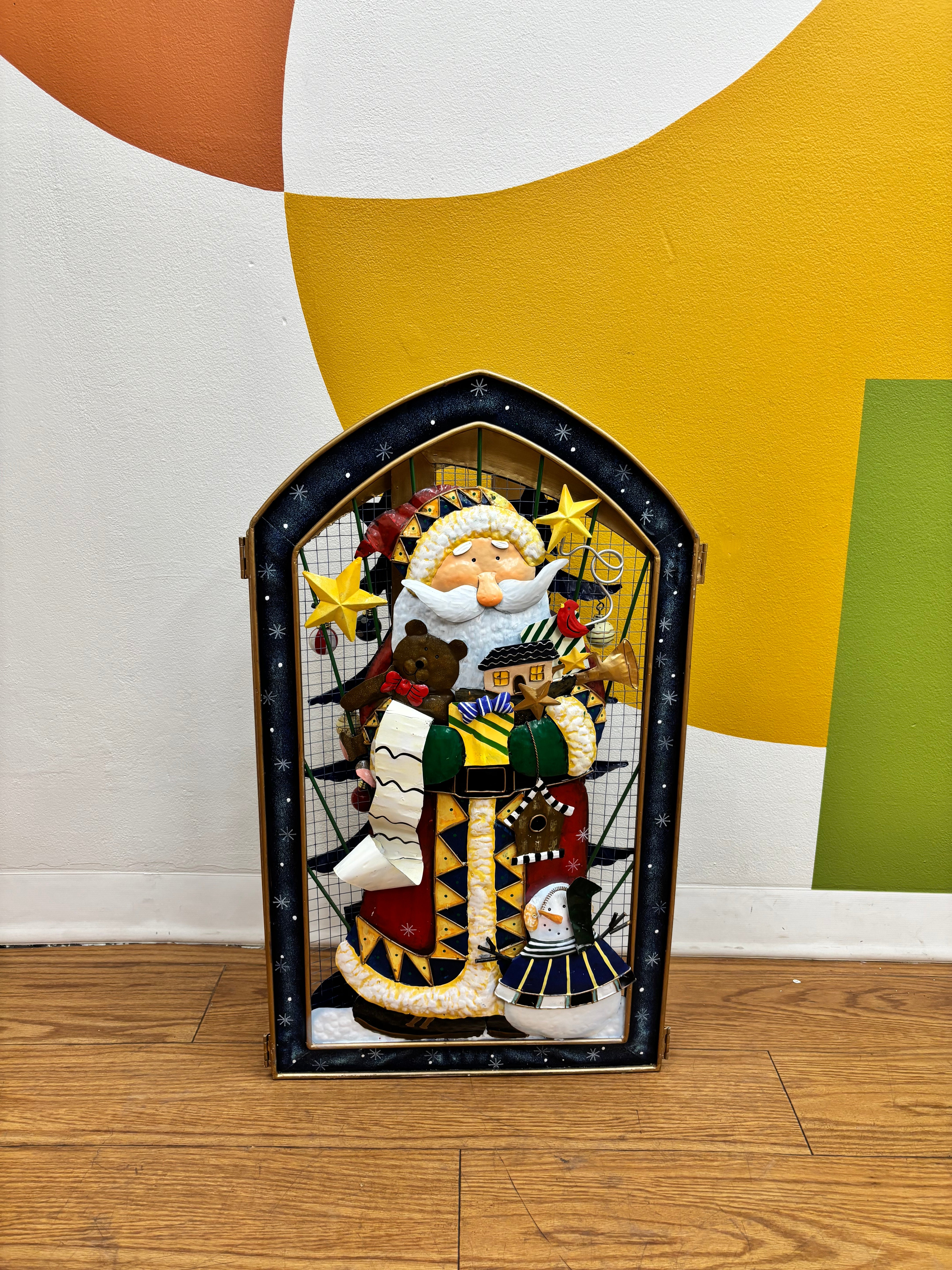 Folding Metal Christmas Fireplace Screen