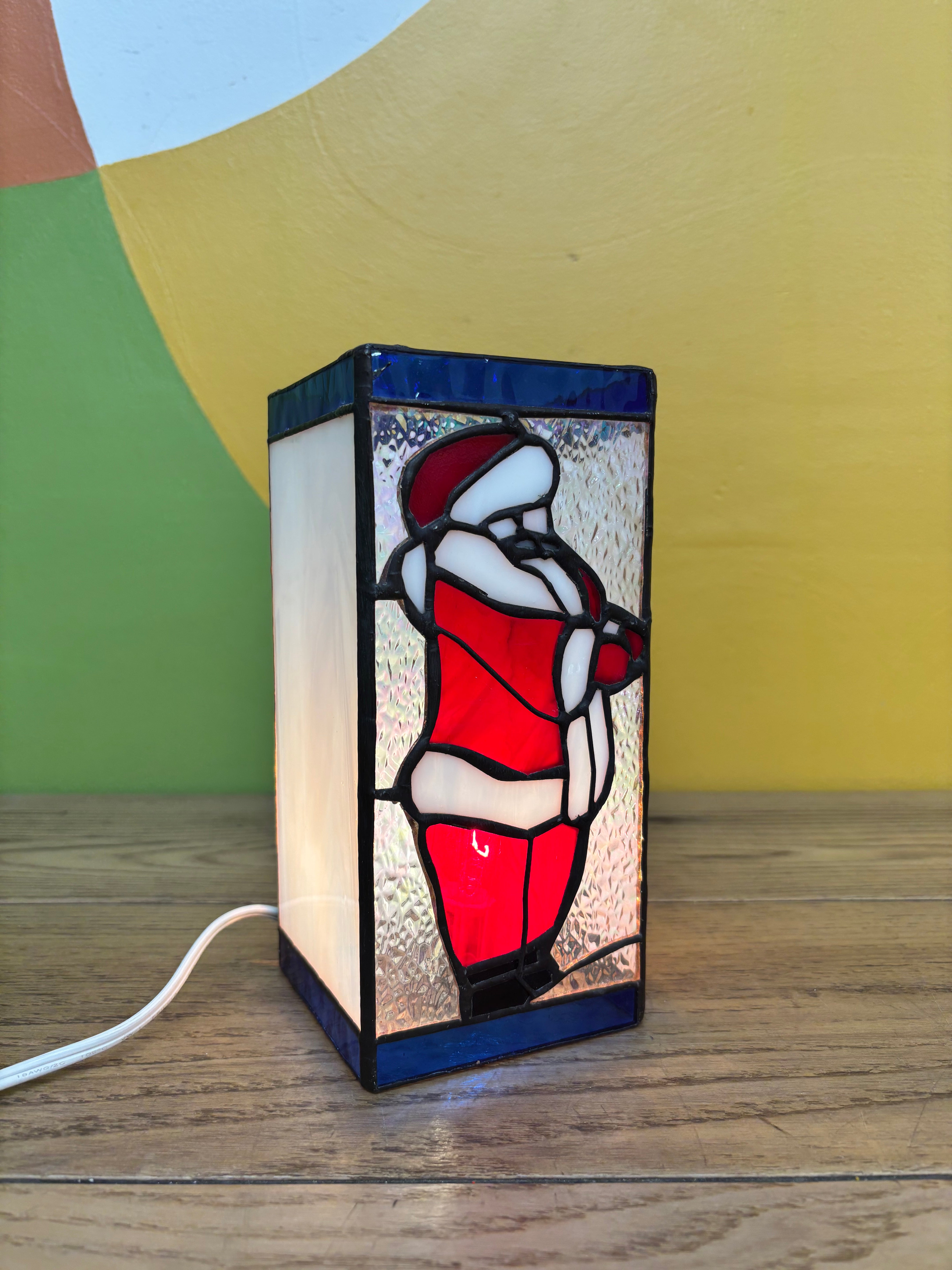 Glass Santa Lamp