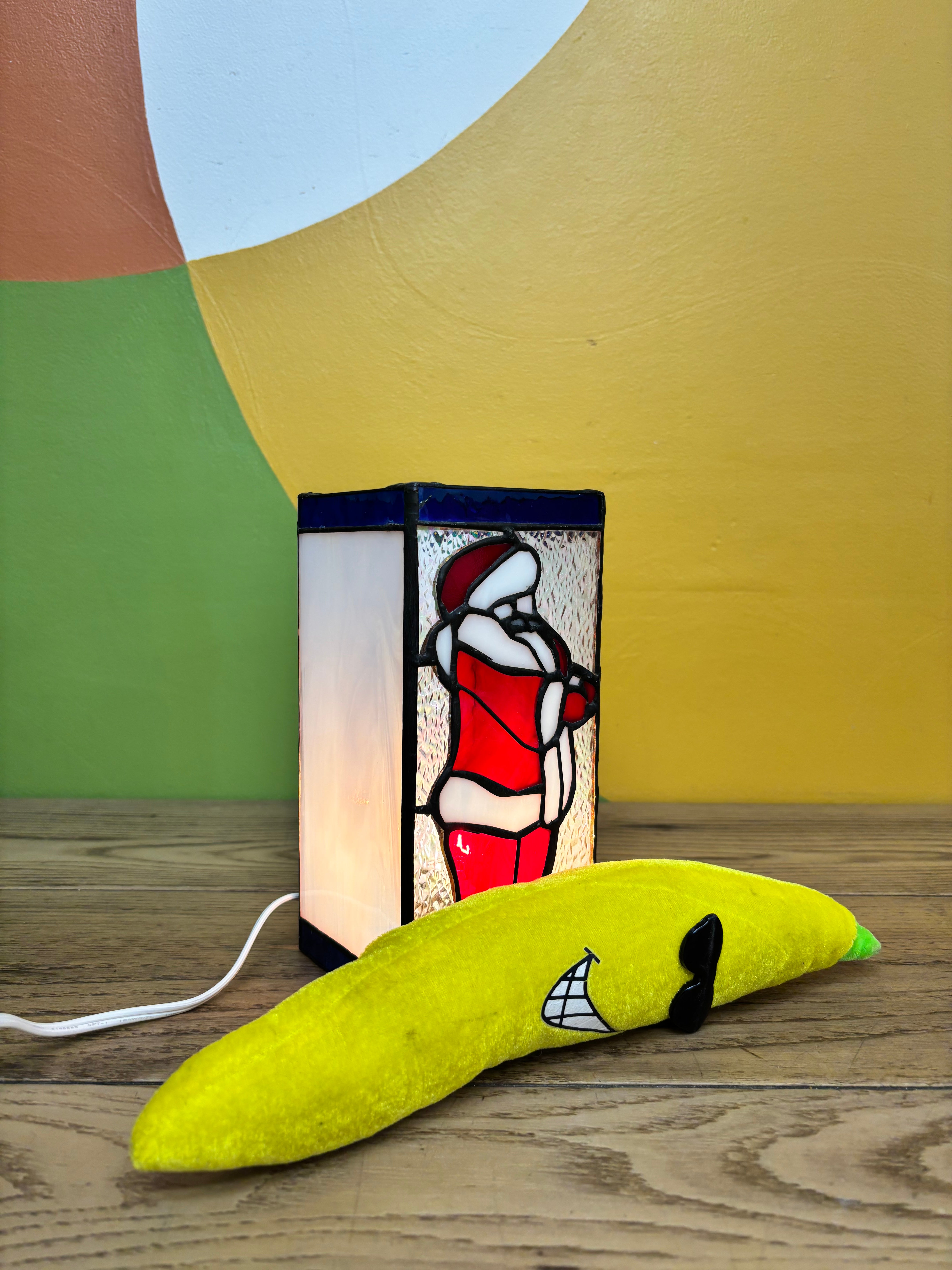 Glass Santa Lamp