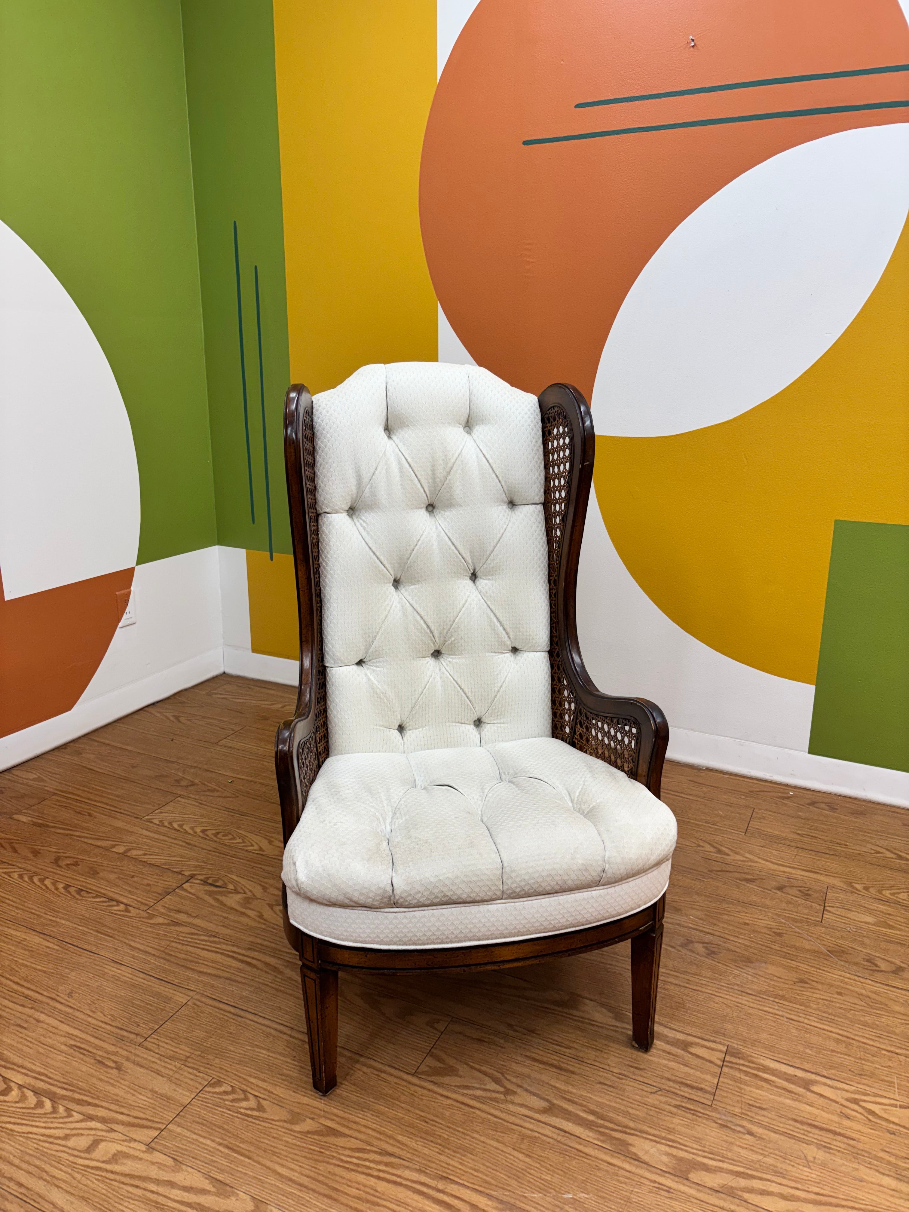 High Back Cane Tufted Chair (2 available )