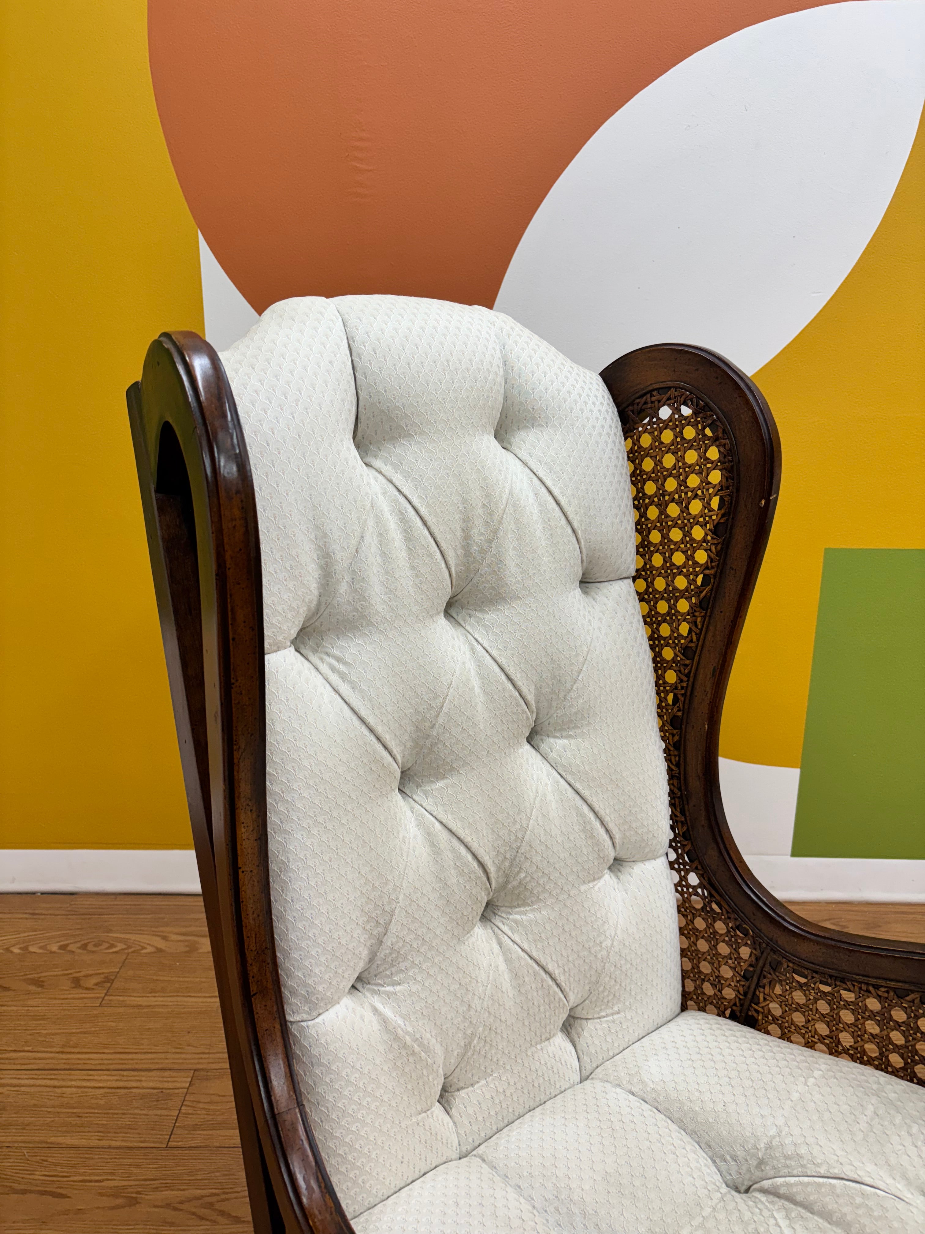 High Back Cane Tufted Chair (2 available )