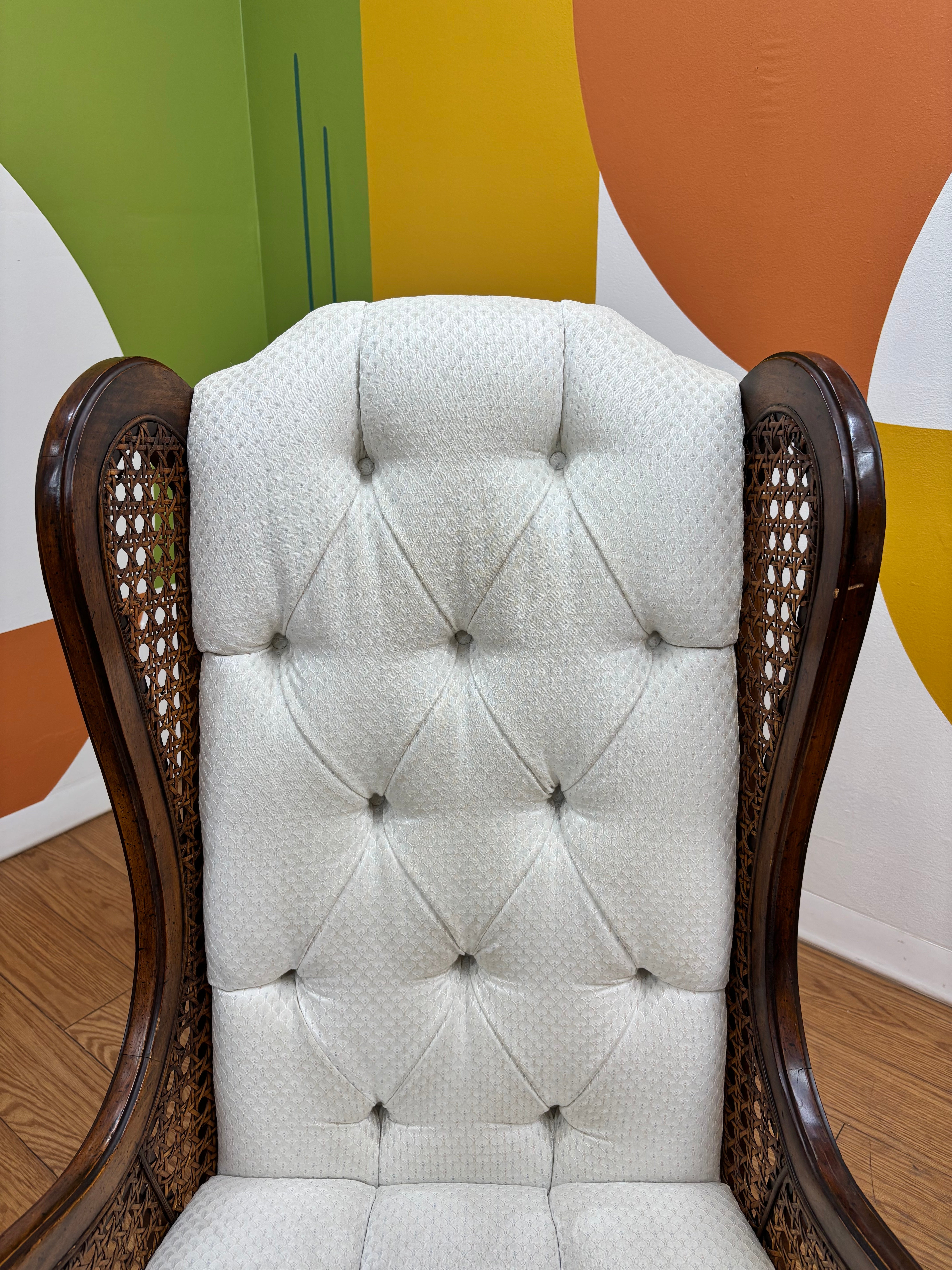 High Back Cane Tufted Chair (2 available )