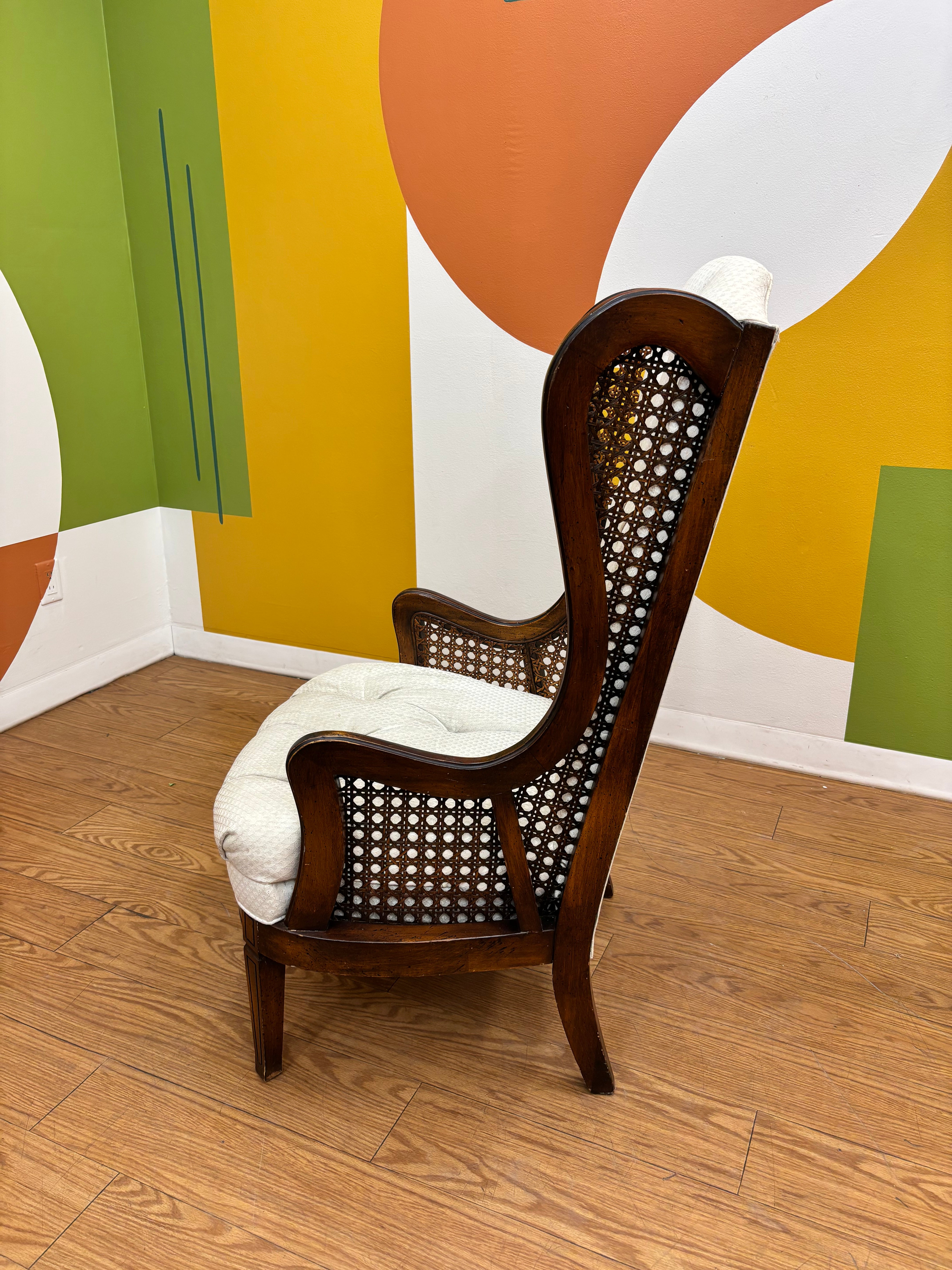 High Back Cane Tufted Chair (2 available )