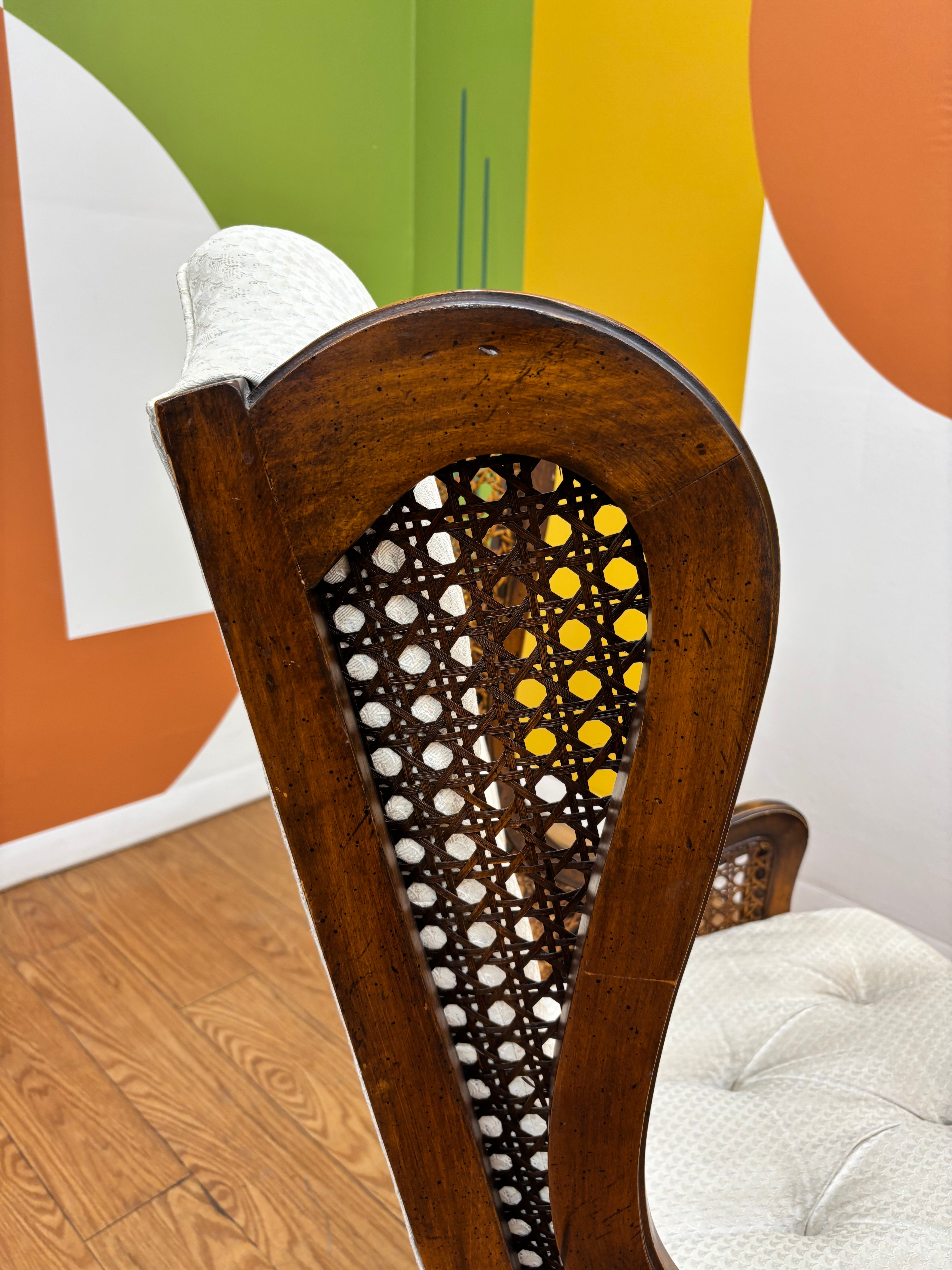 High Back Cane Tufted Chair (2 available )