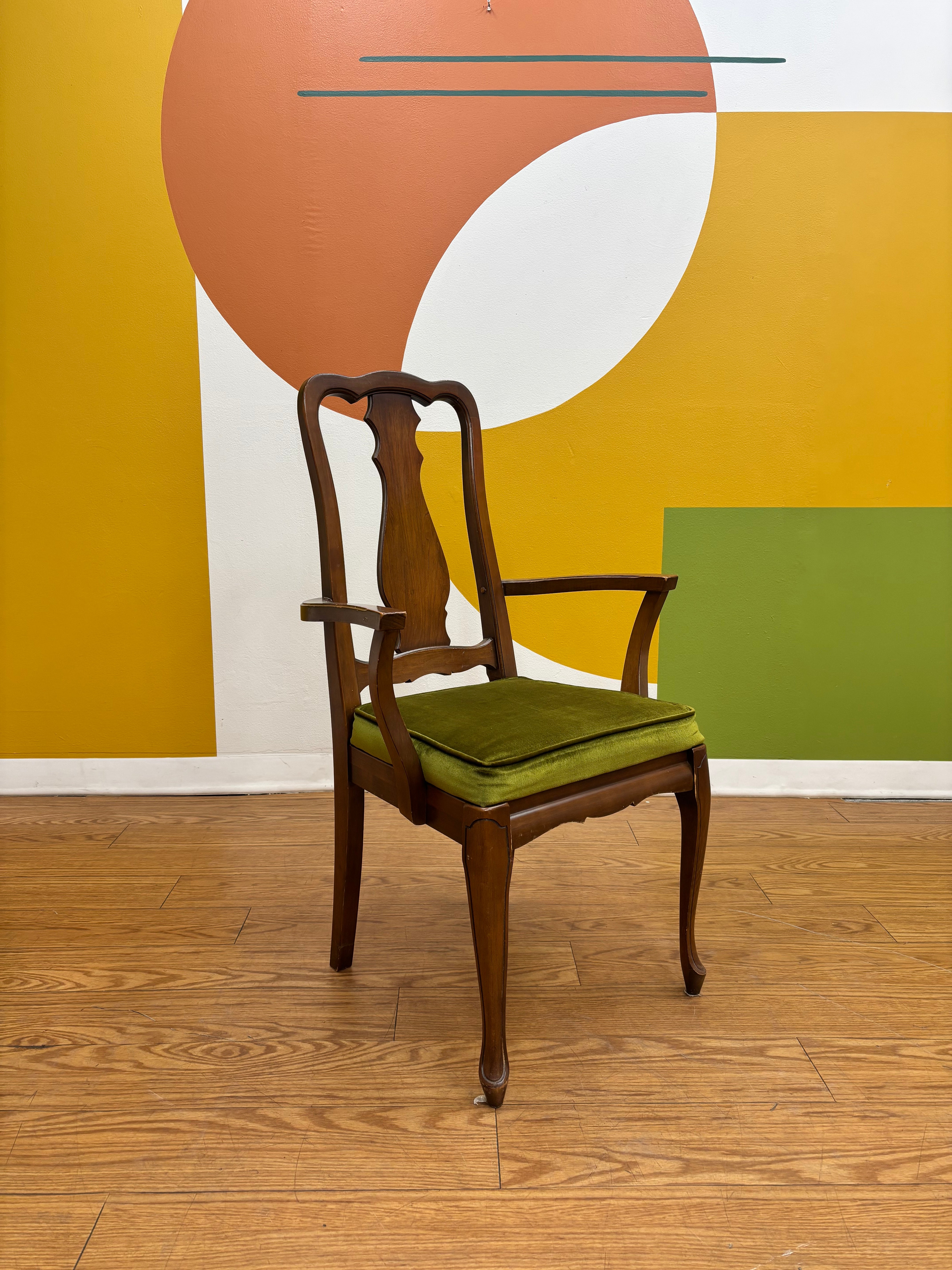 Green Velvet Dining Armchair (2)