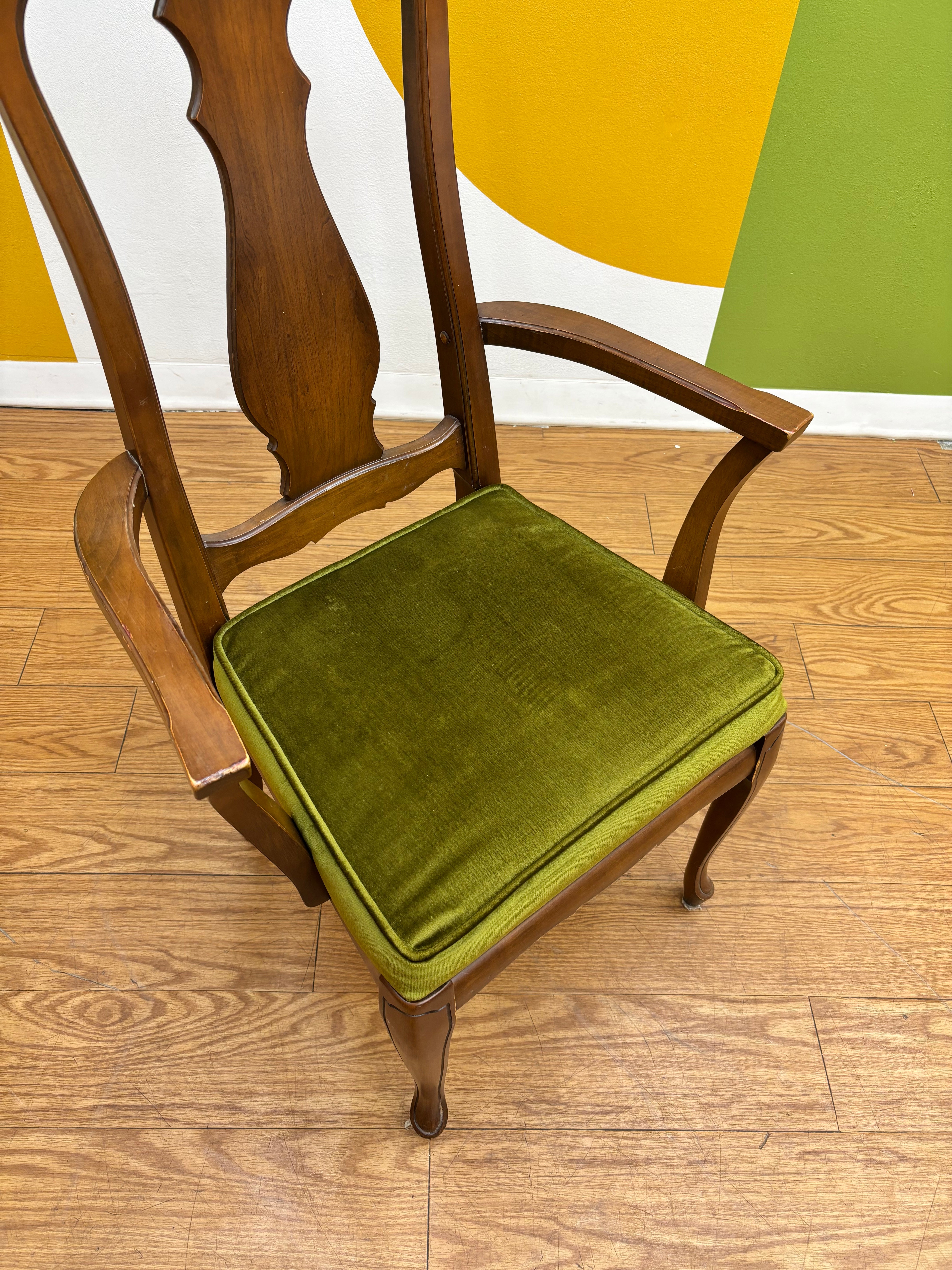 Green Velvet Dining Armchair (2)