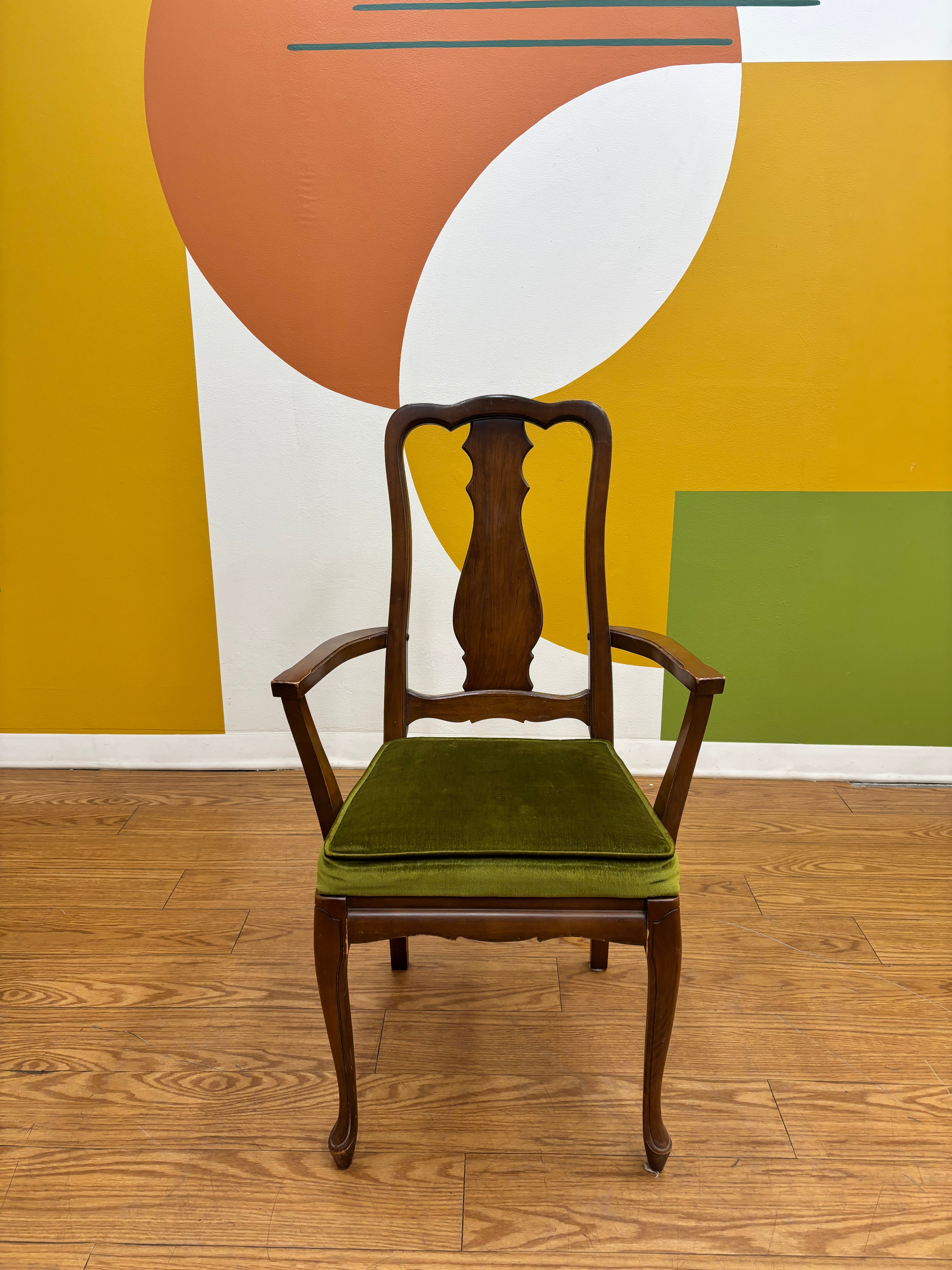 Green Velvet Dining Armchair (2)