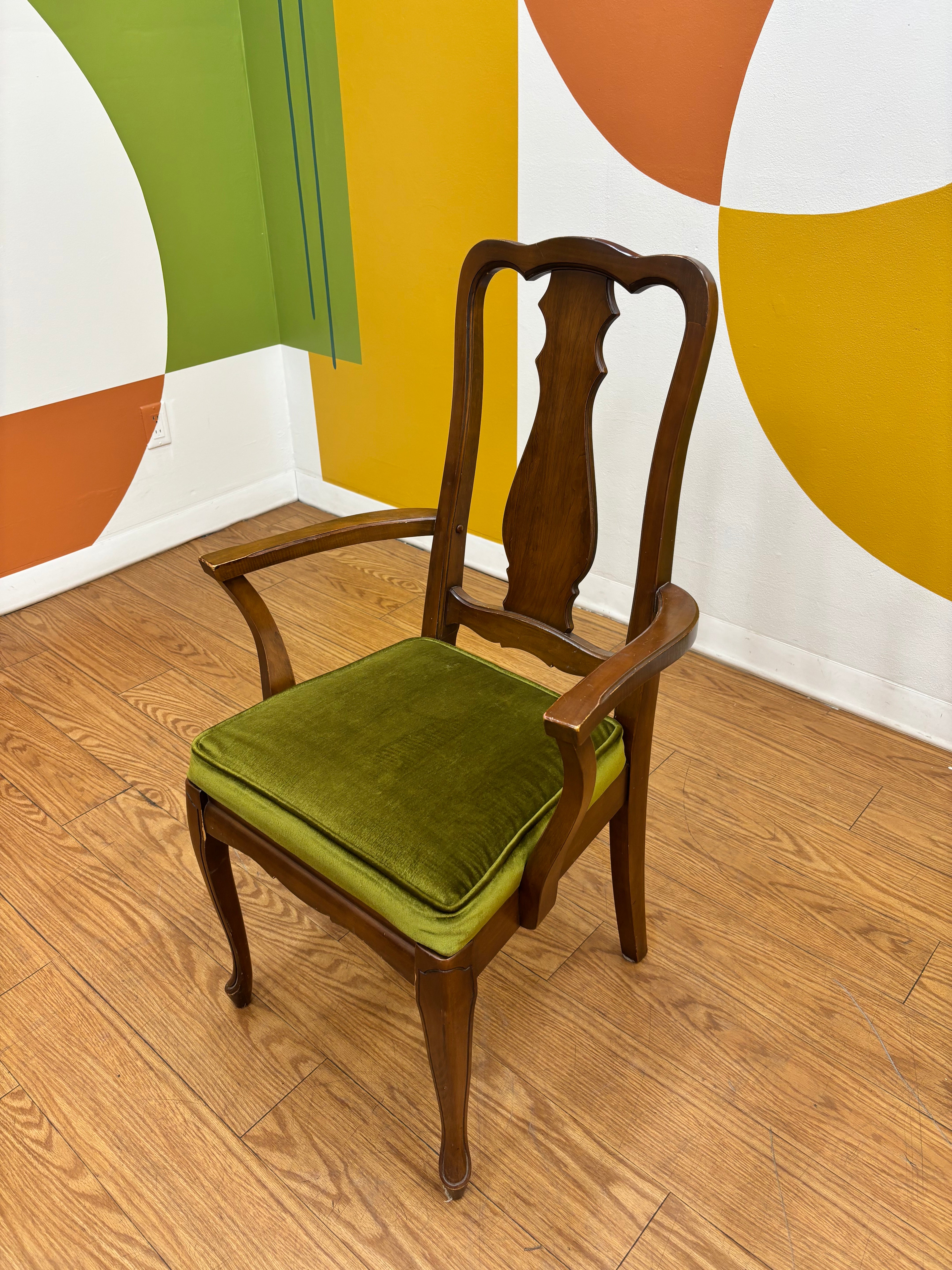 Green Velvet Dining Armchair (2)
