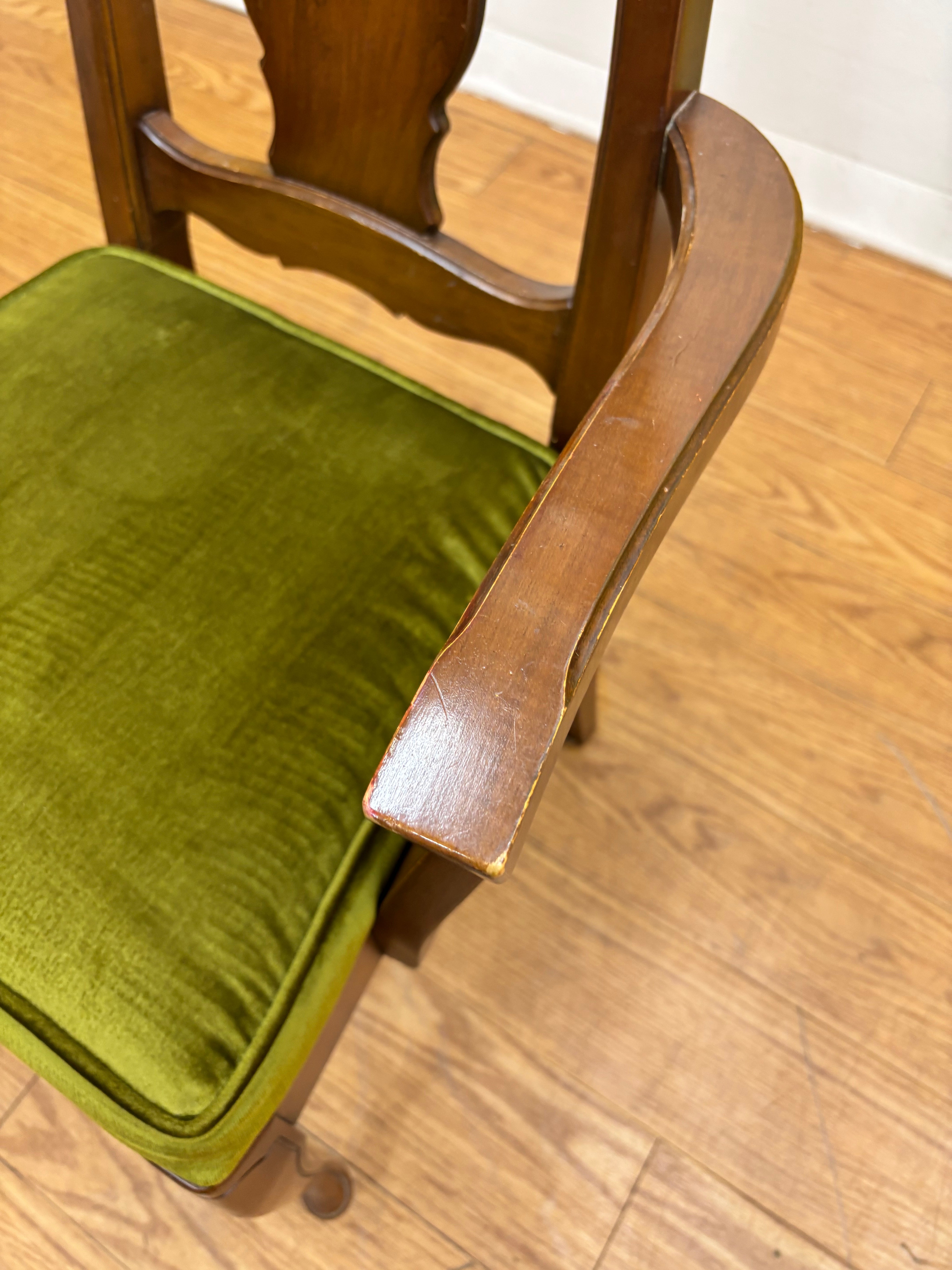 Green Velvet Dining Armchair (2)