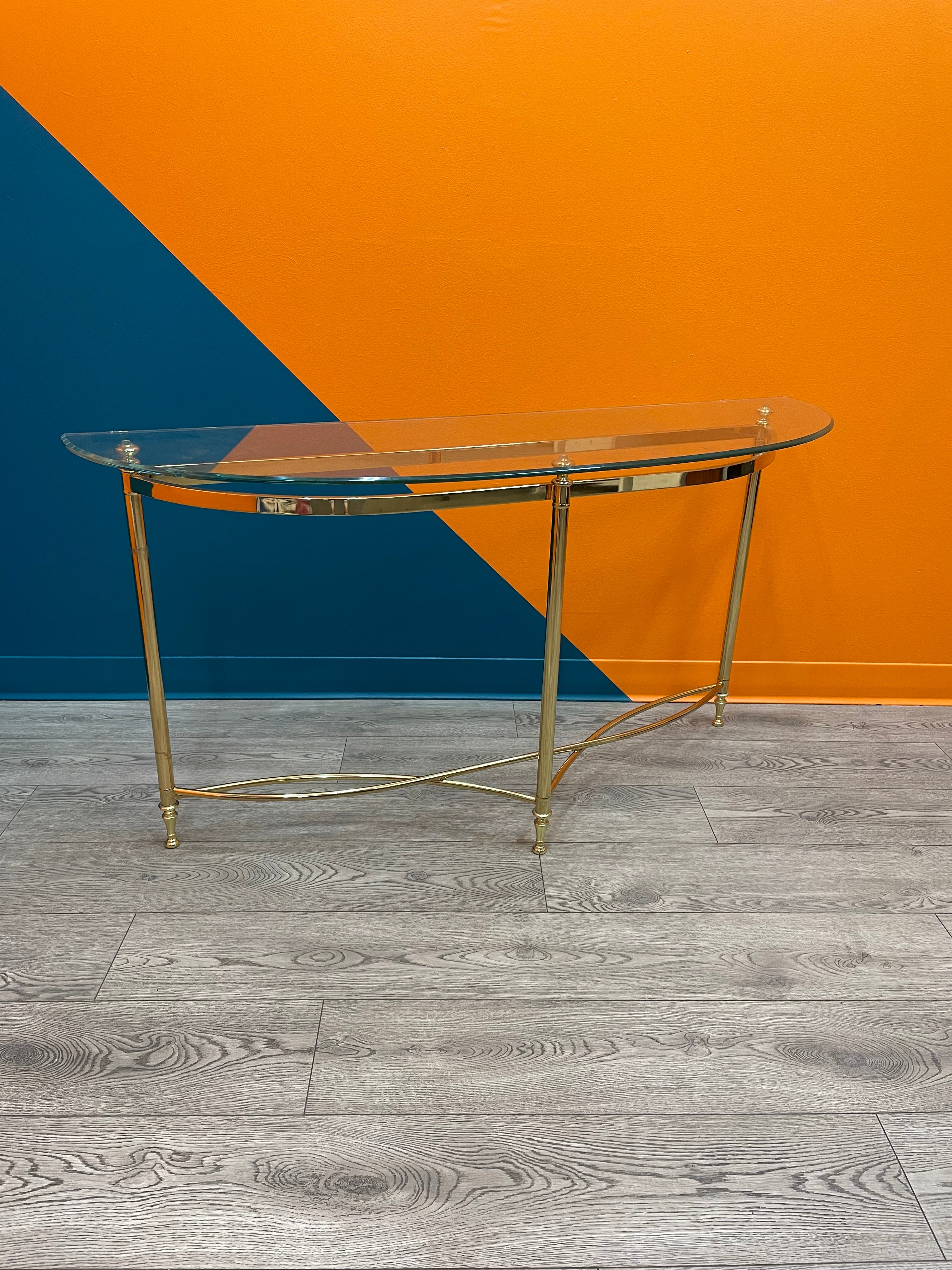 Gold Metal & Glass Console Table
