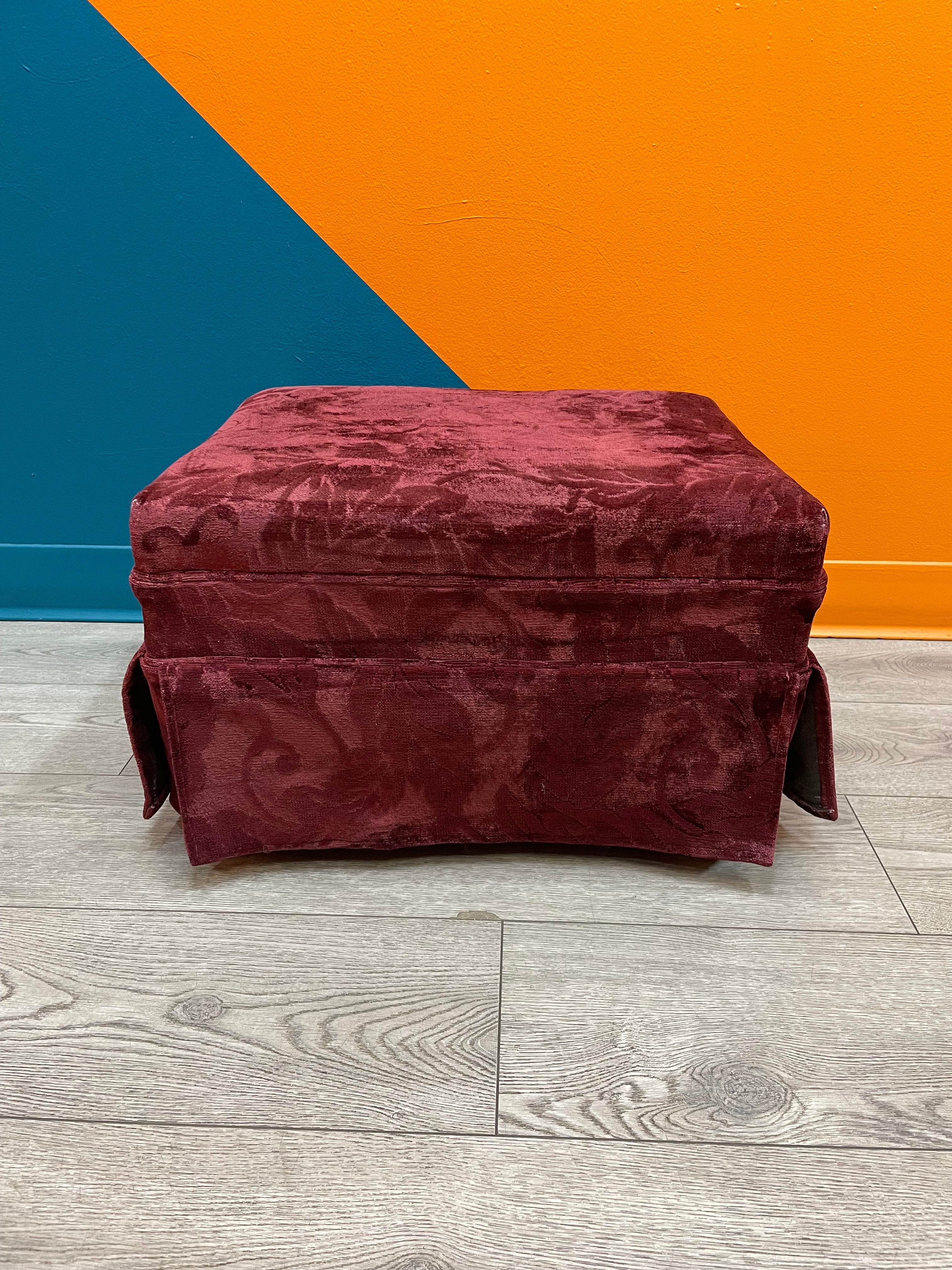 Red Velvet Ottoman