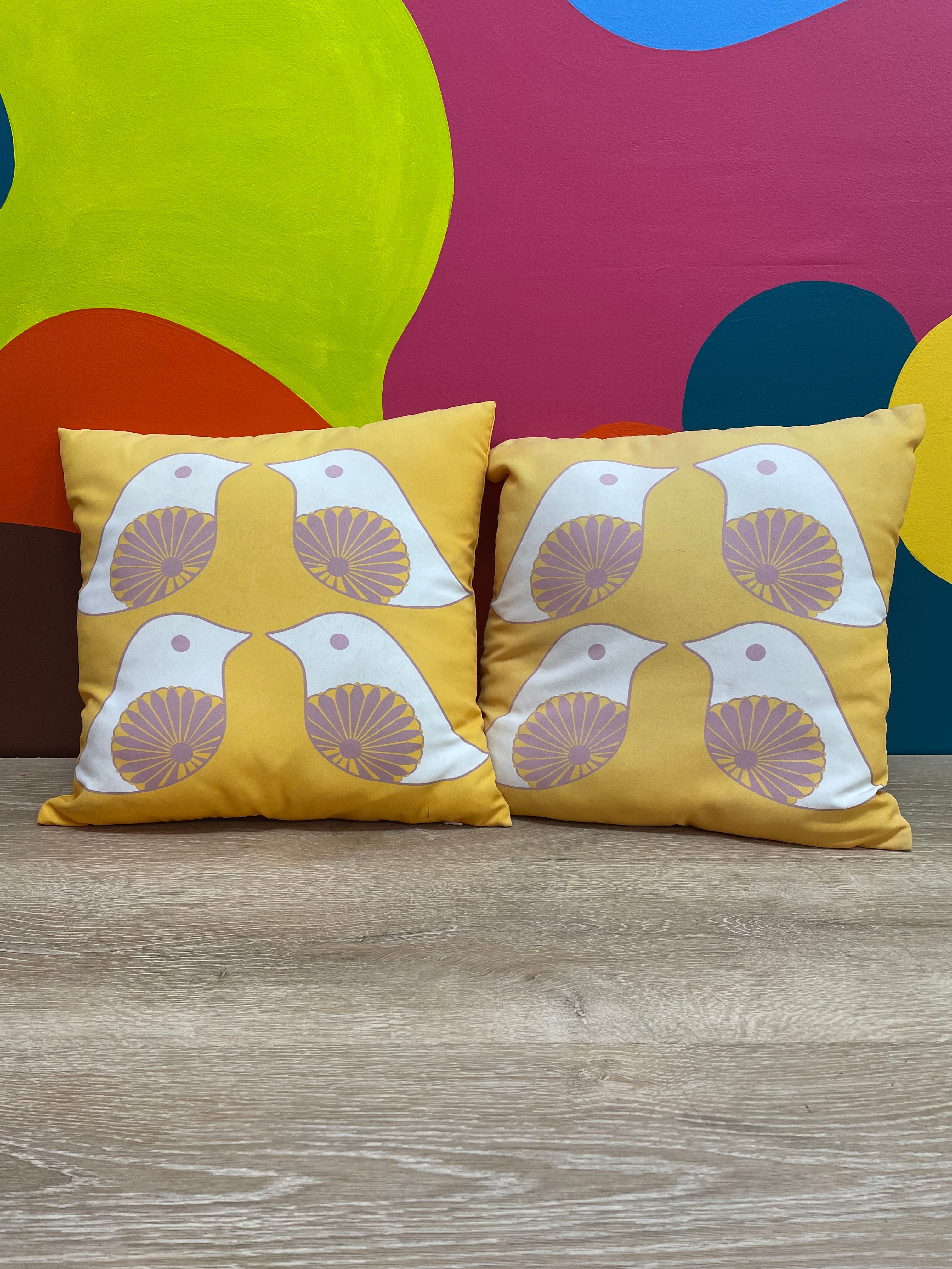 Yellow Bird Cushions (2)