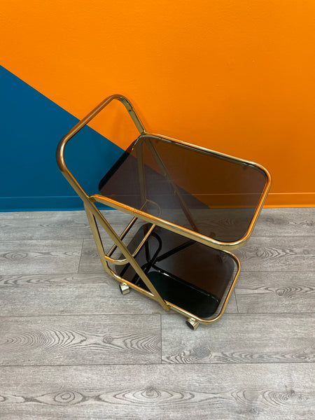 Gold Metal & Smoked Glass Cart – findedmonton