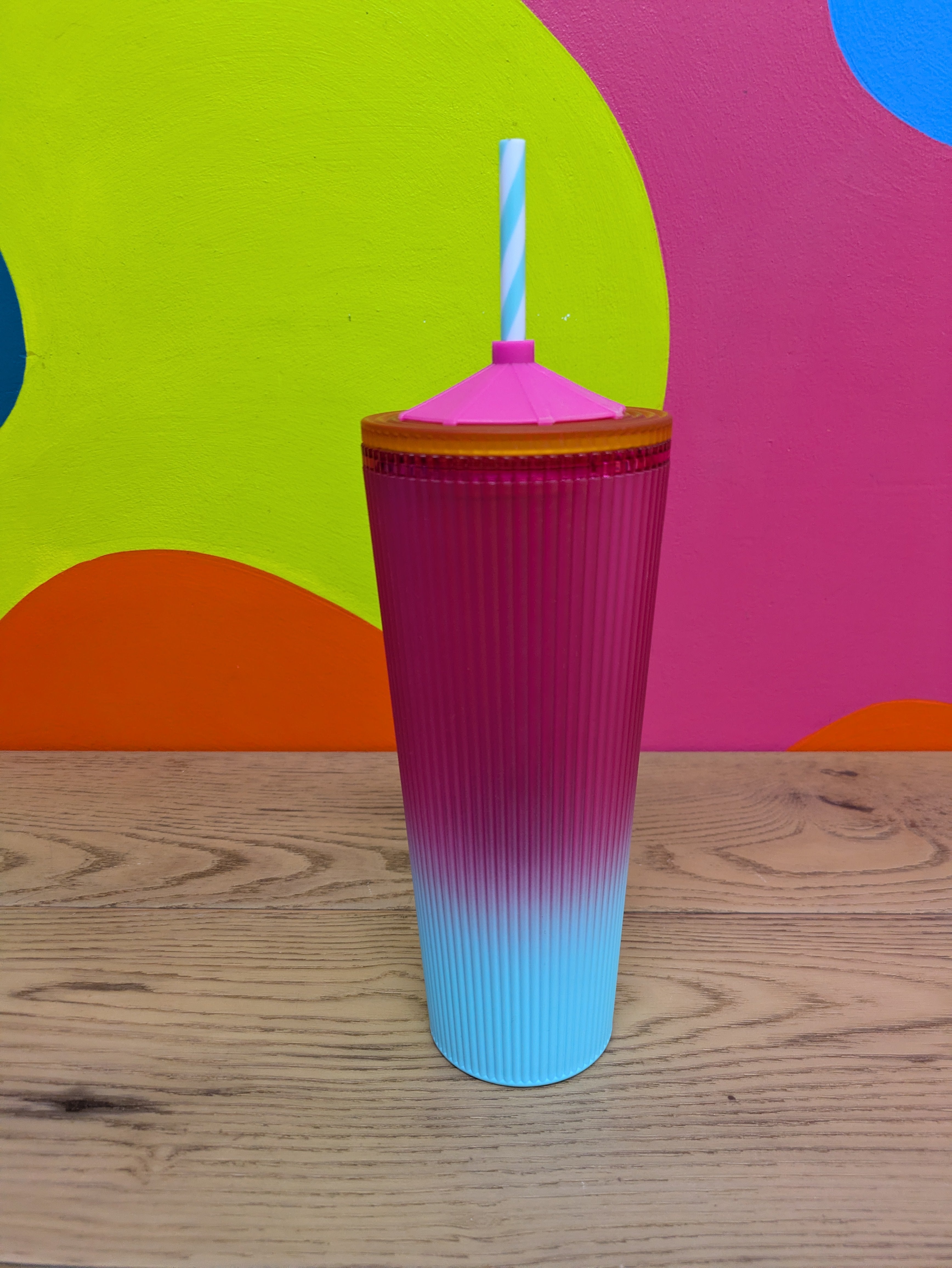 Starbucks Umbrella 24oz Tumbler Straw and Screw On Top