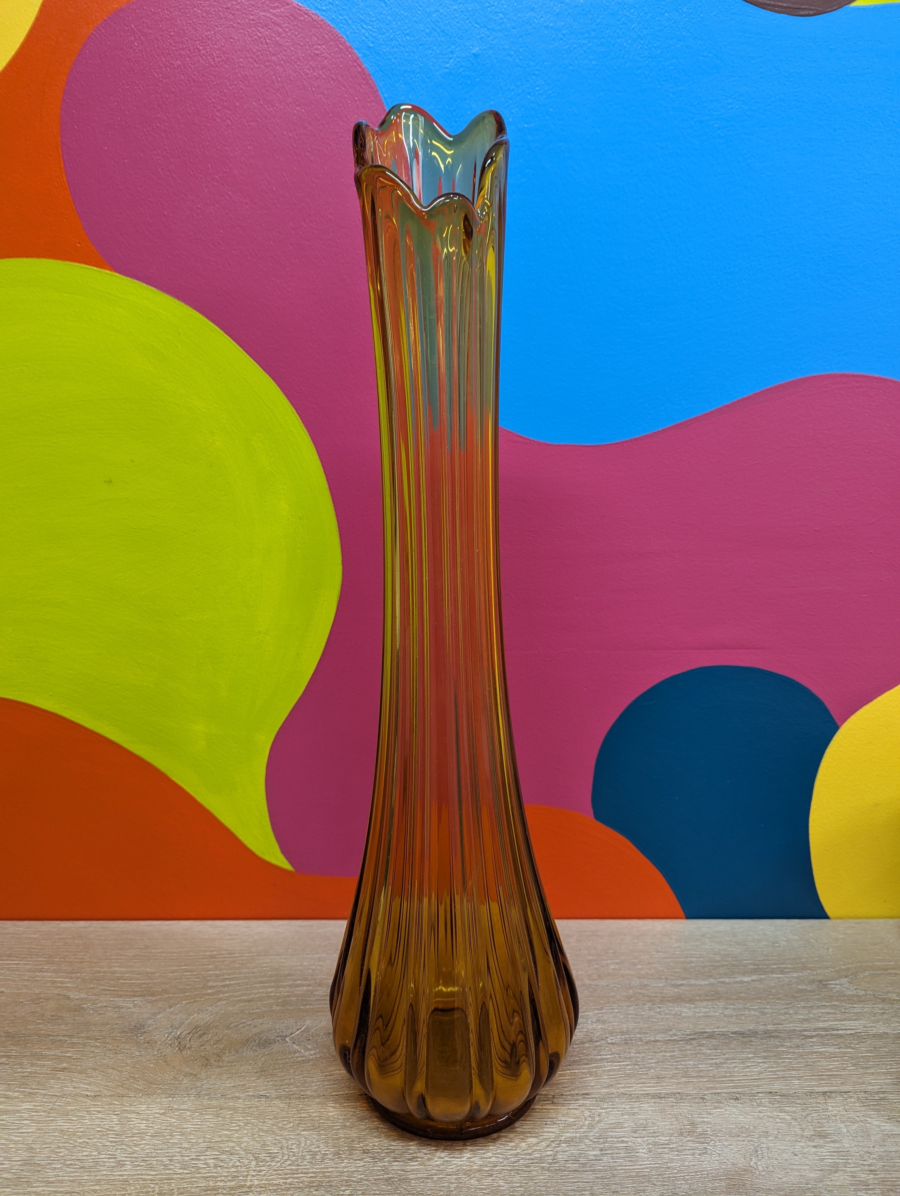 Orange Swung Glass Vase