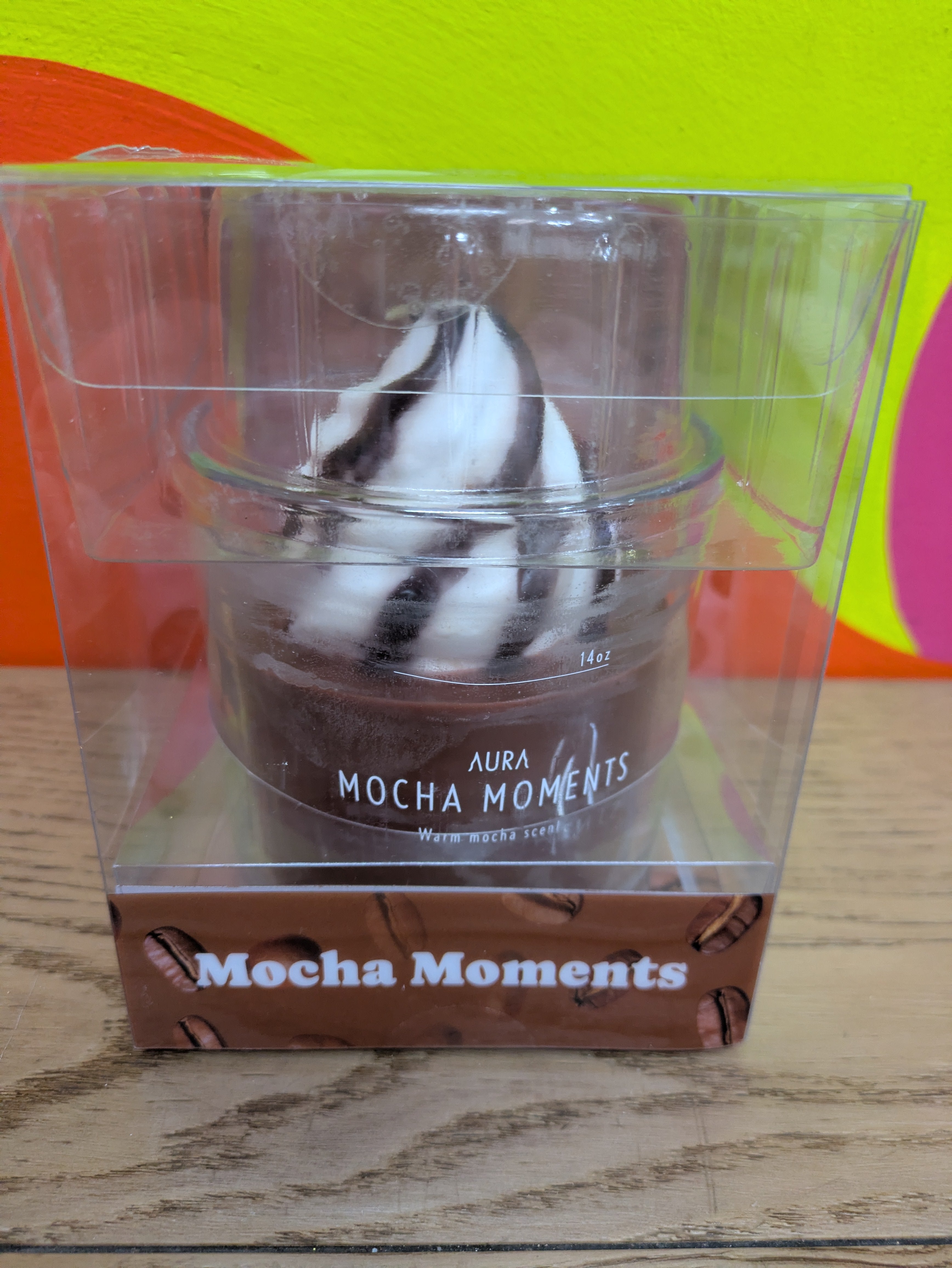 Aura Candles: Mocha Coffee Scented Novelty Candle (14oz)