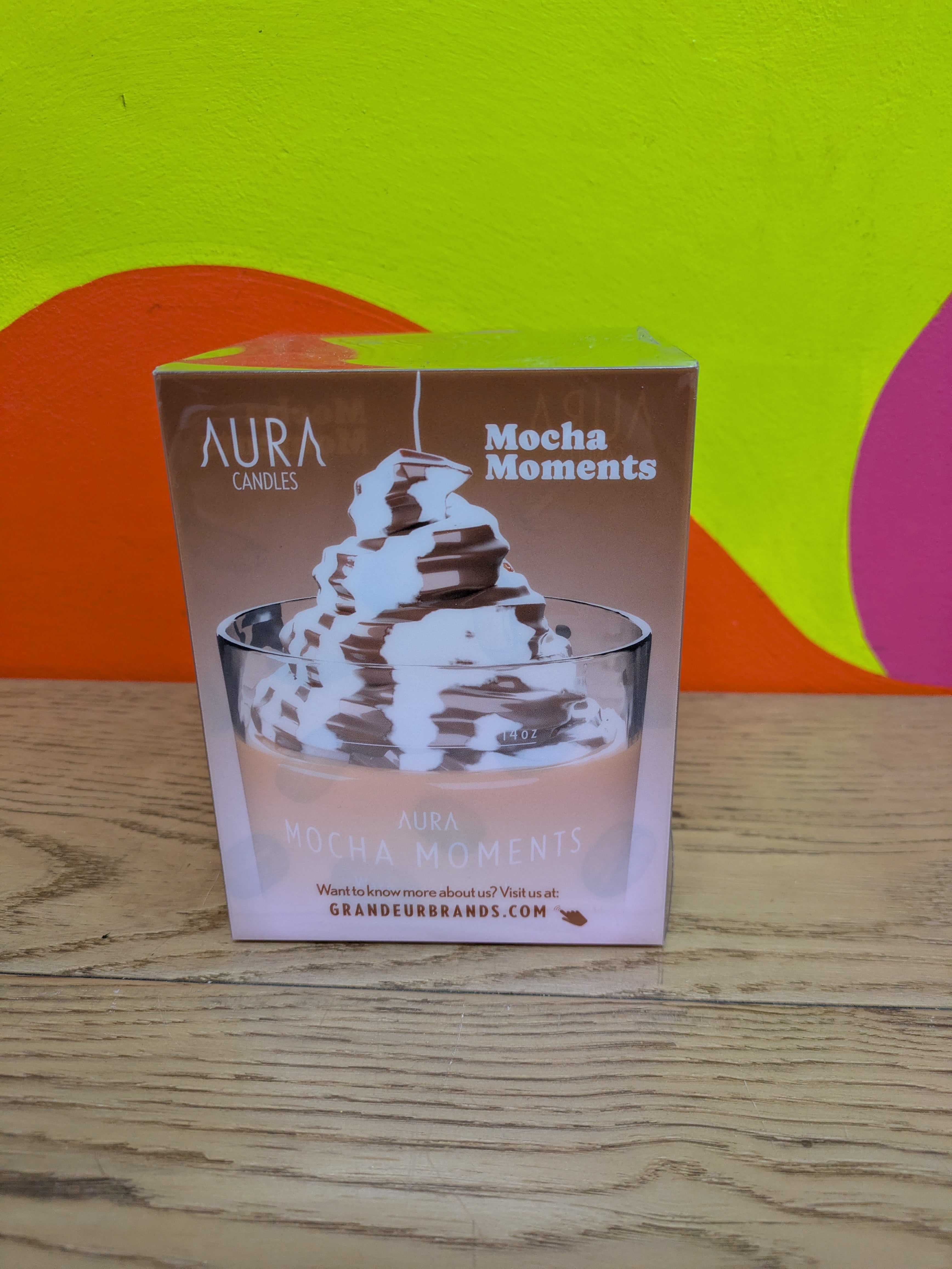 Aura Candles: Mocha Coffee Scented Novelty Candle (14oz)