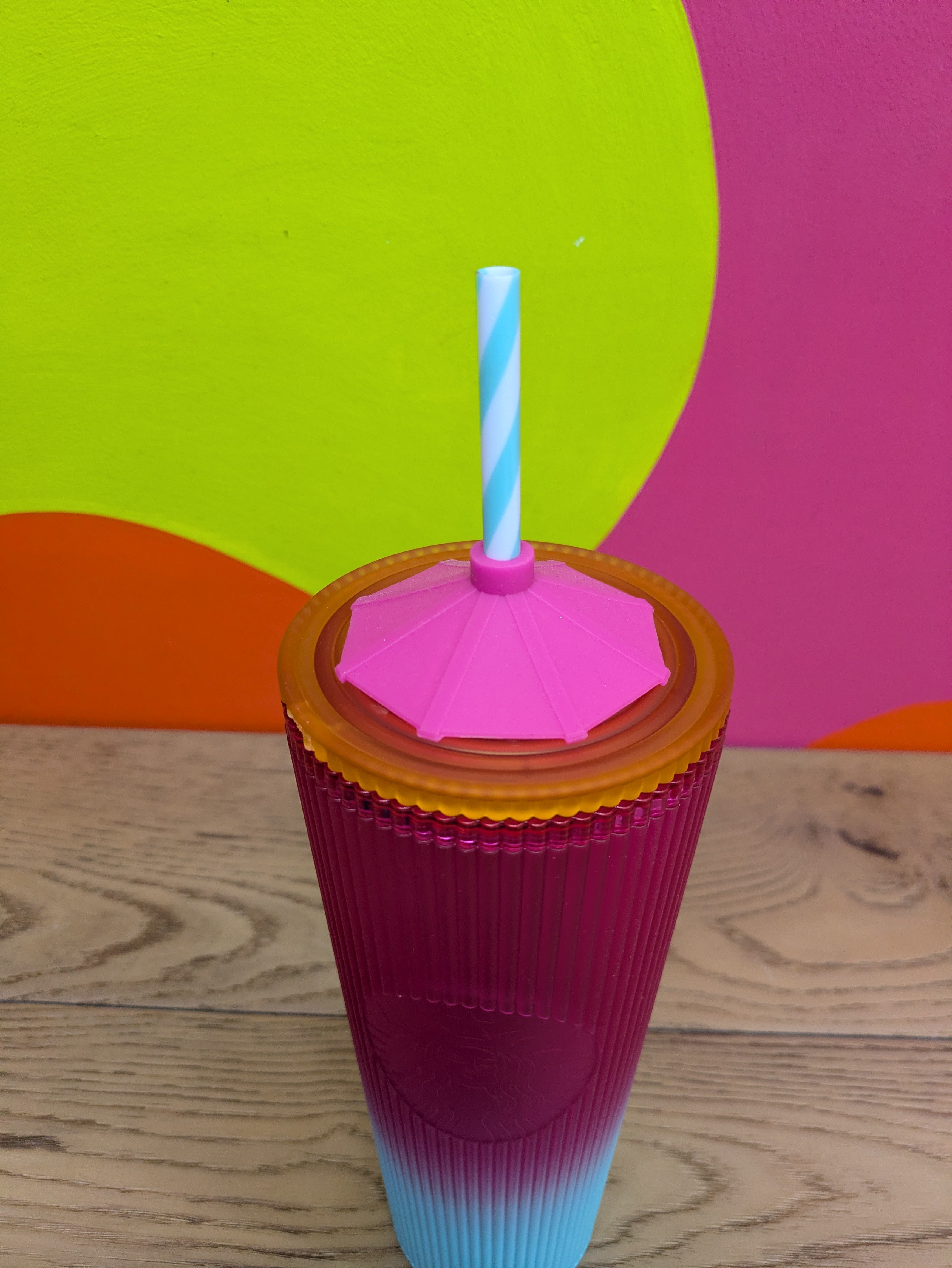 Starbucks Umbrella 24oz Tumbler Straw and Screw On Top