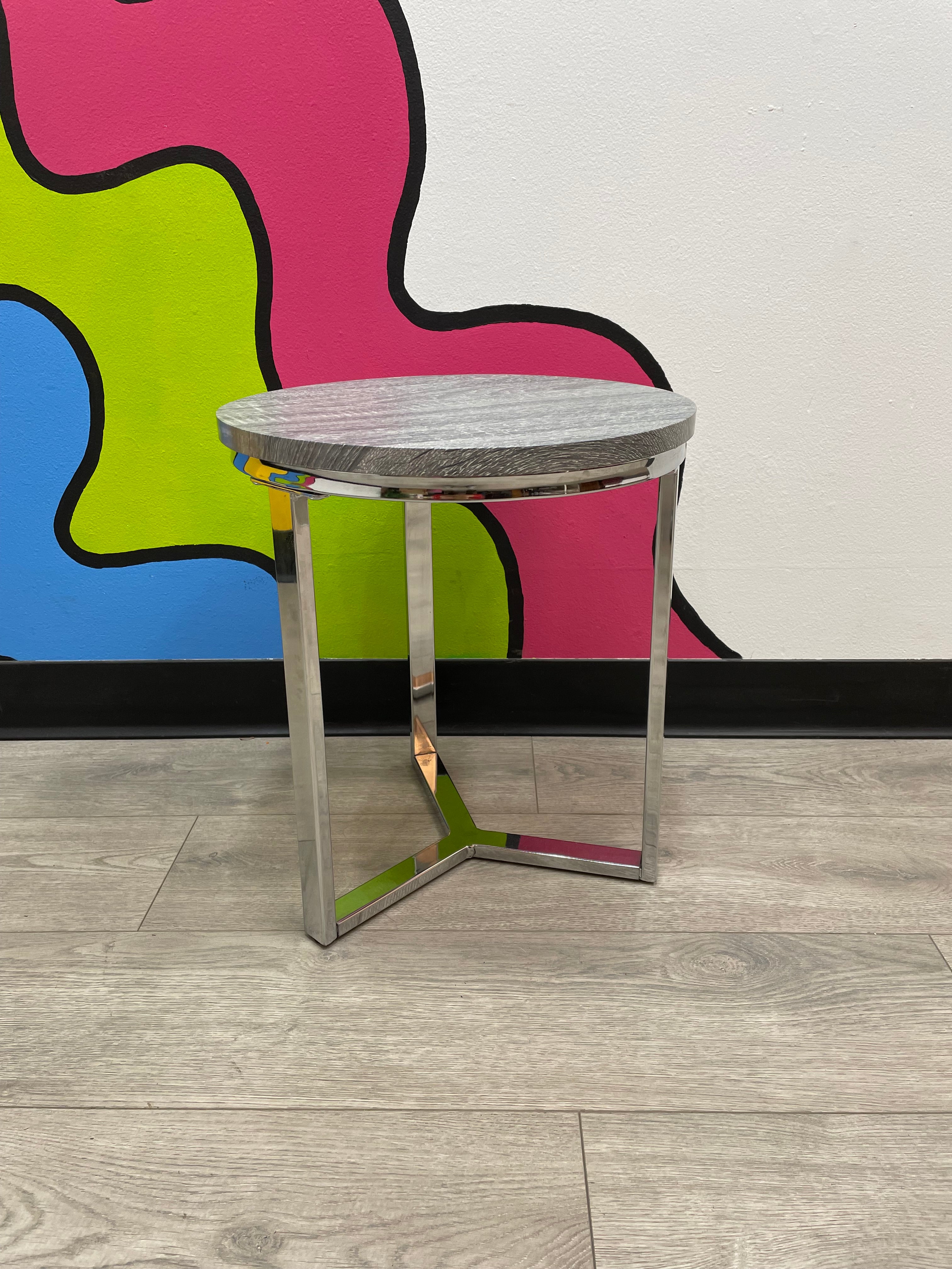 Round Grey Side Table  - 16"W