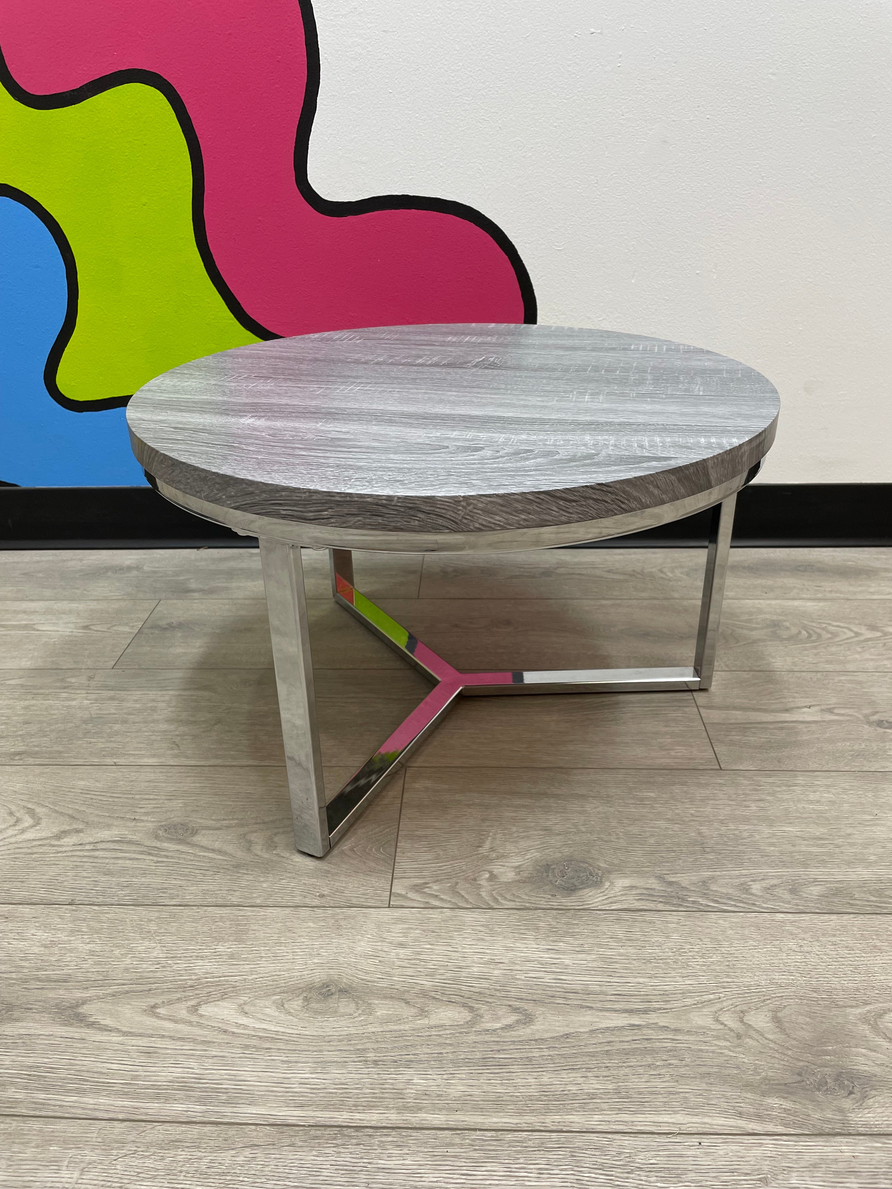 Round Grey Side Table  - 24.5"W
